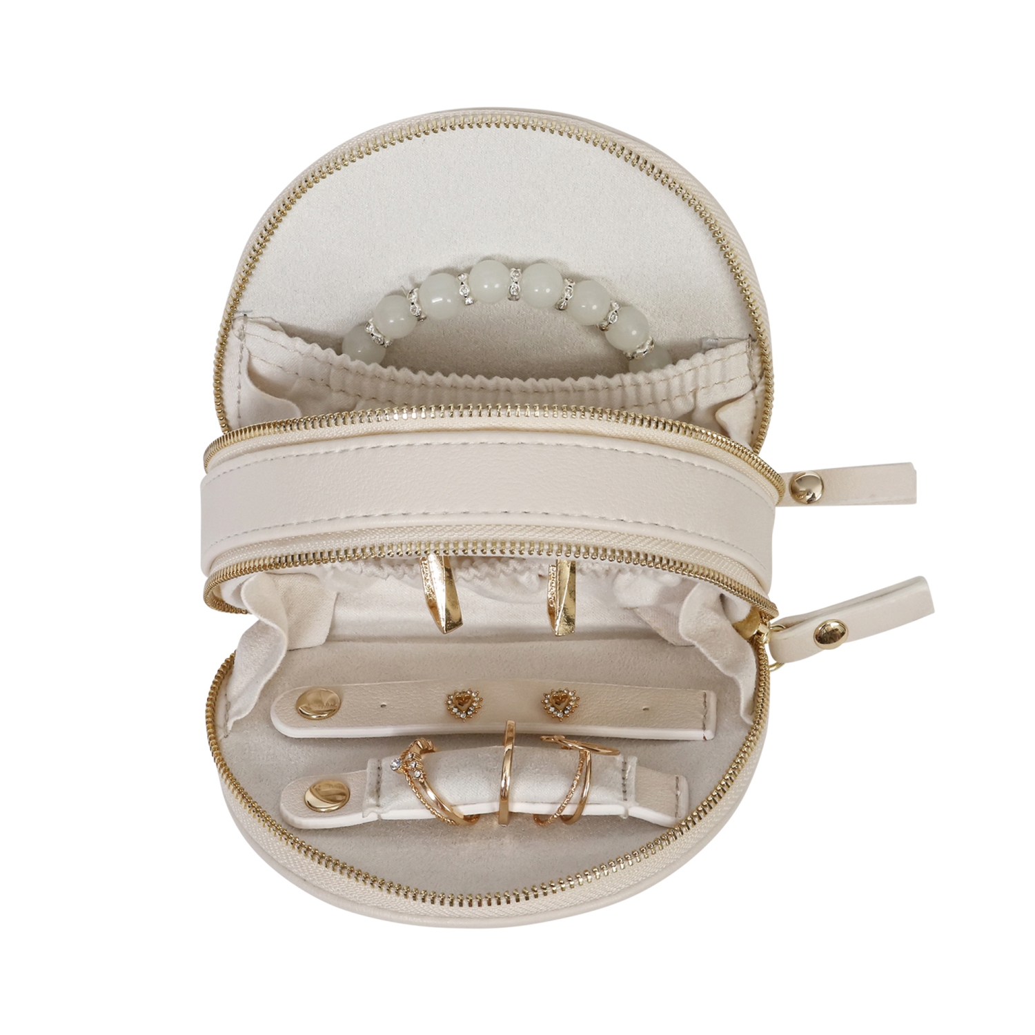 Gunther Mele et Co Duo – Mini coffret à bijoux de voyage en cuir végétalien, écru