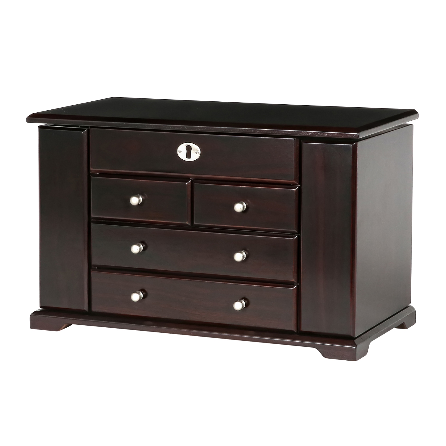 Mele and Co Ellington Wooden Jewelry Box in Mahogany Finish