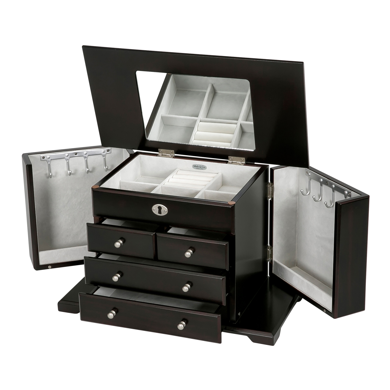 Mele and Co Ellington Wooden Jewelry Box in Mahogany Finish