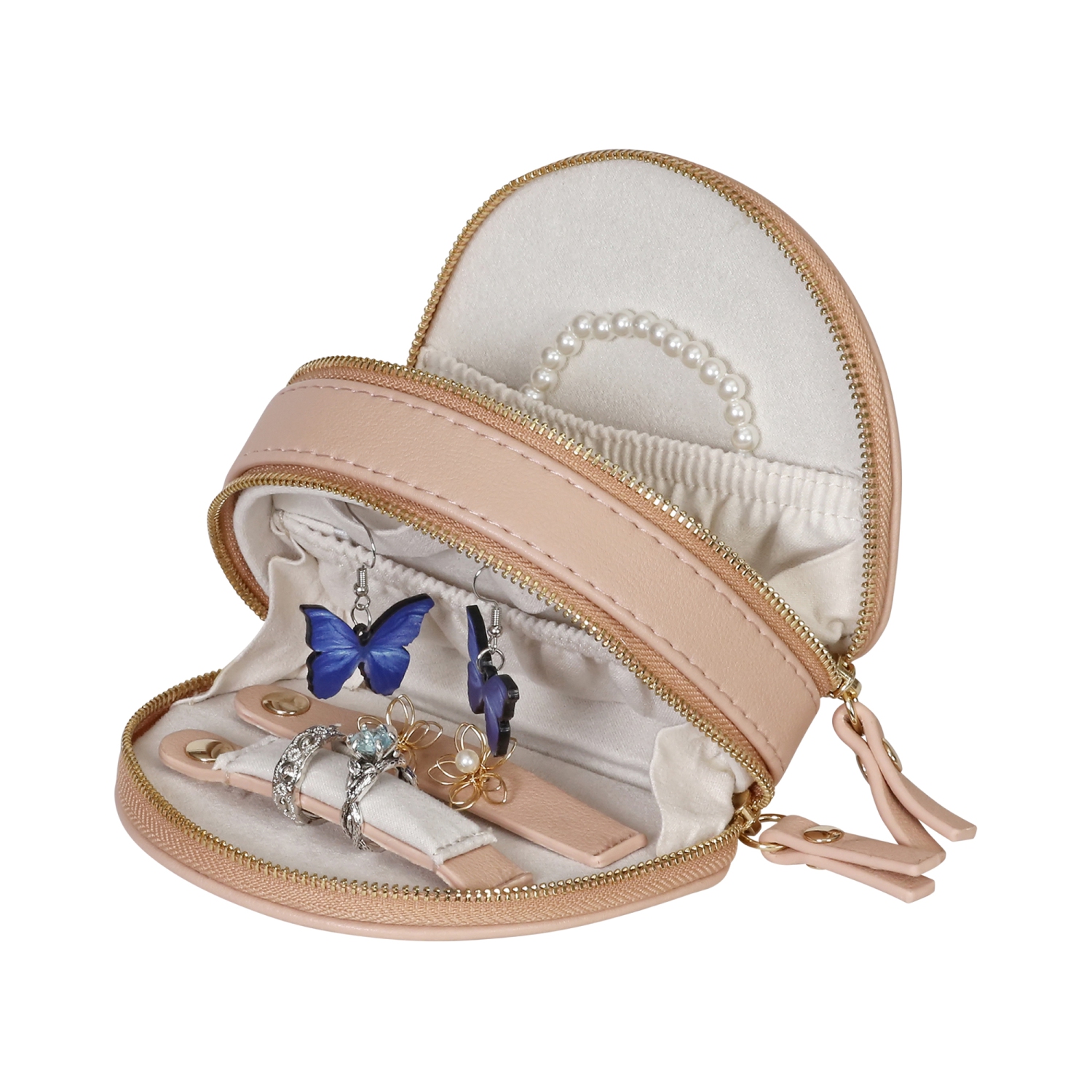 Étui à bijoux de voyage en cuir végétalien Co Duo Mini de Gunther Mele - Chamois