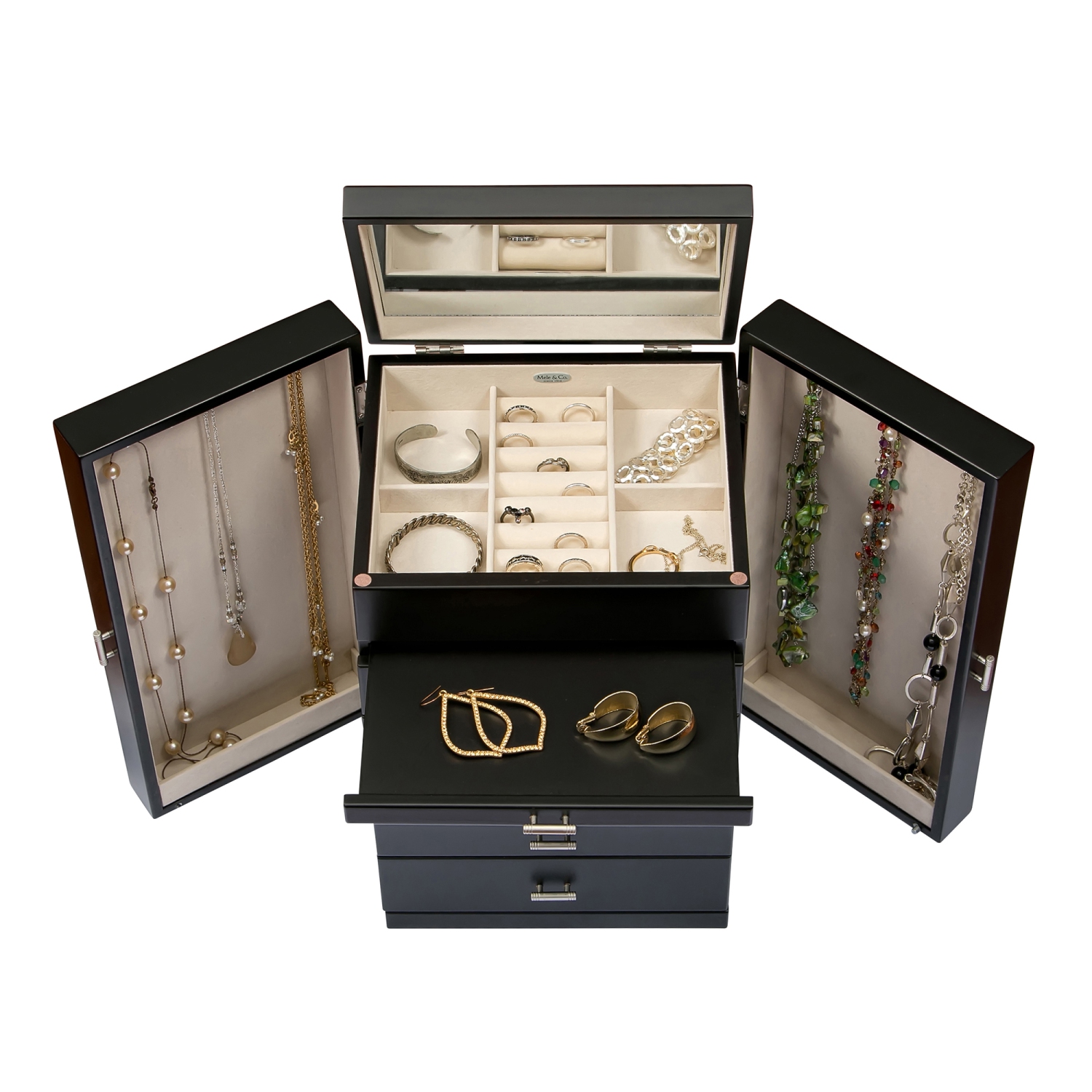 Gunther Mele et Co – Grand coffret à bijoux en bois Geneva au fini Java