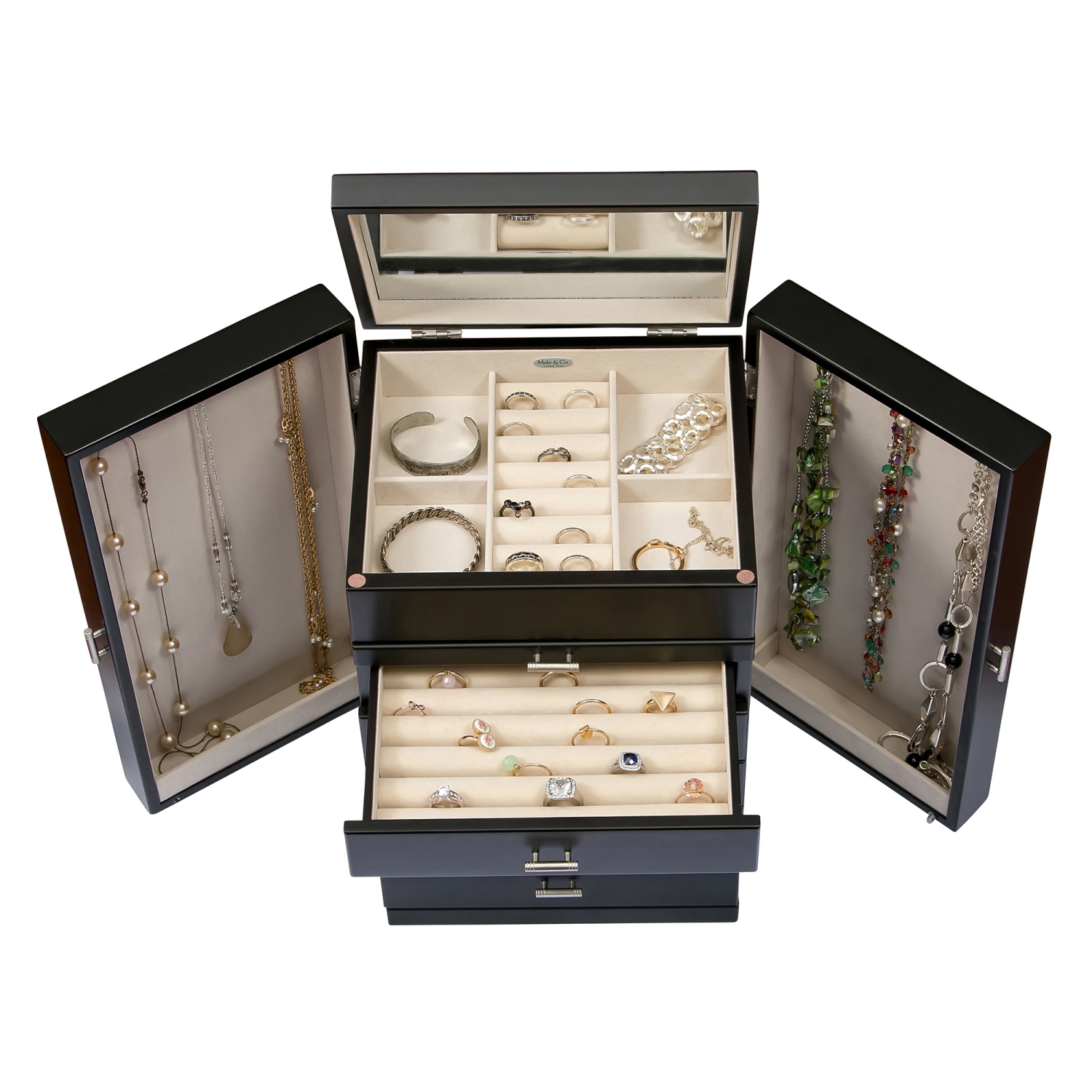 Gunther Mele et Co – Grand coffret à bijoux en bois Geneva au fini Java