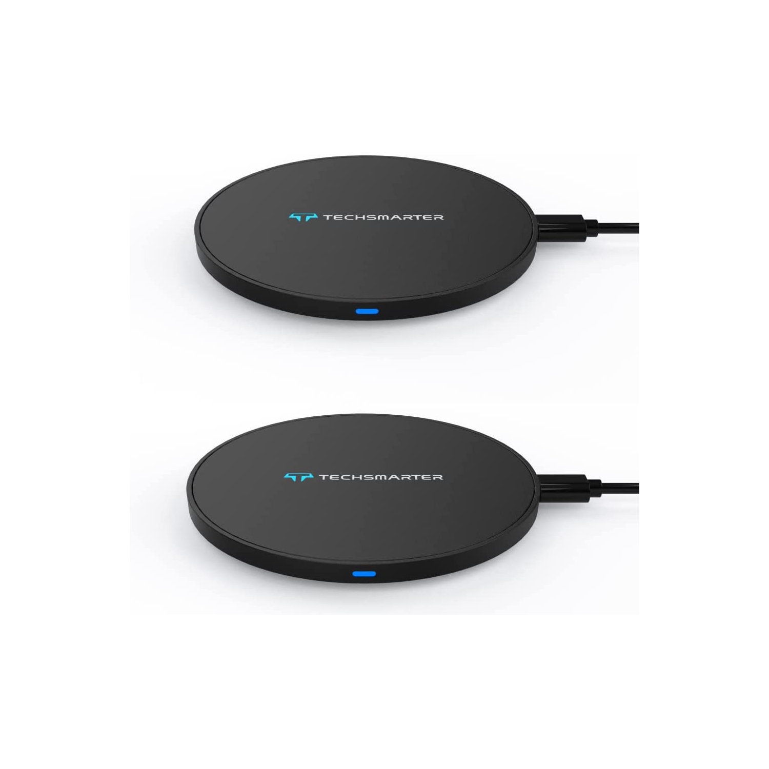 2-Pack Techsmarter 15W Fast Charging Wireless Charger Pad, Qi Certified. For iPhone 12, 11, X, XR, XS, 8 Samsung Galaxy S21, S20, S10, S9 Note, LG V30, V35, V40, G6, G7, G8