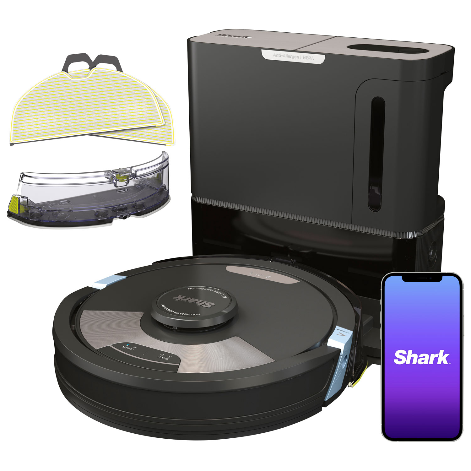 Shark Matrix Plus 2-in-1 Wi-Fi Self-Empty Robot Vacuum & Sonic Mop (RV2610WACA) - Black