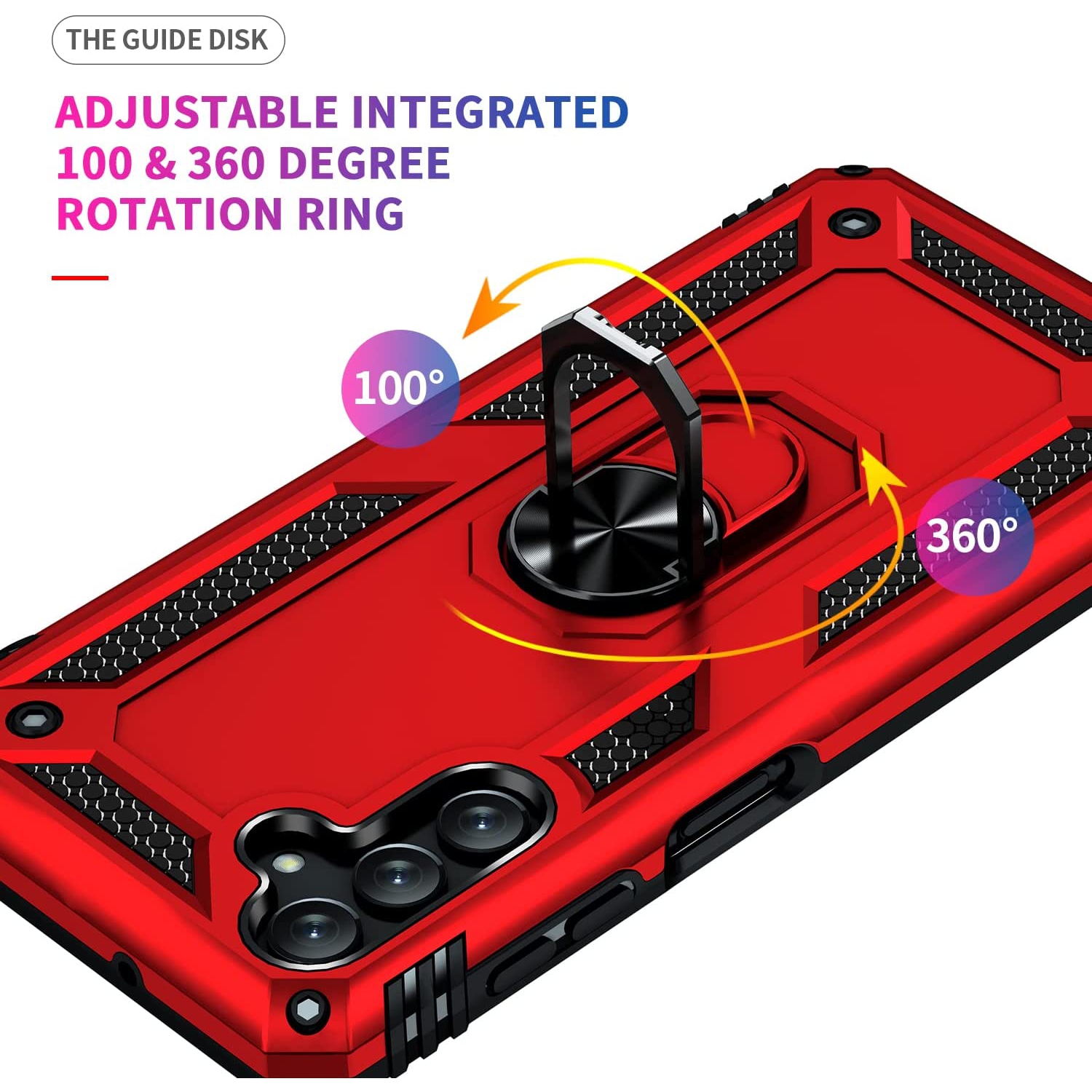 【CSmart】 Étui rigide magnétique hybride anti-chute avec support pour anneau pour Samsung Galaxy A14 5G, Rouge