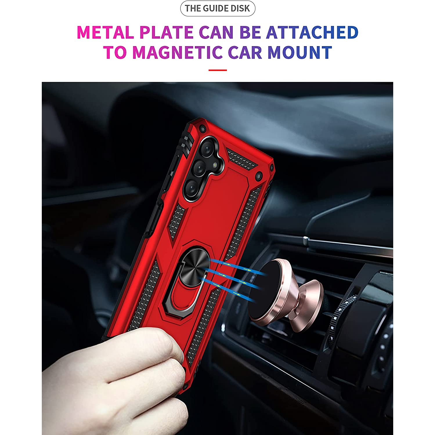 【CSmart】 Étui rigide magnétique hybride anti-chute avec support pour anneau pour Samsung Galaxy A14 5G, Rouge