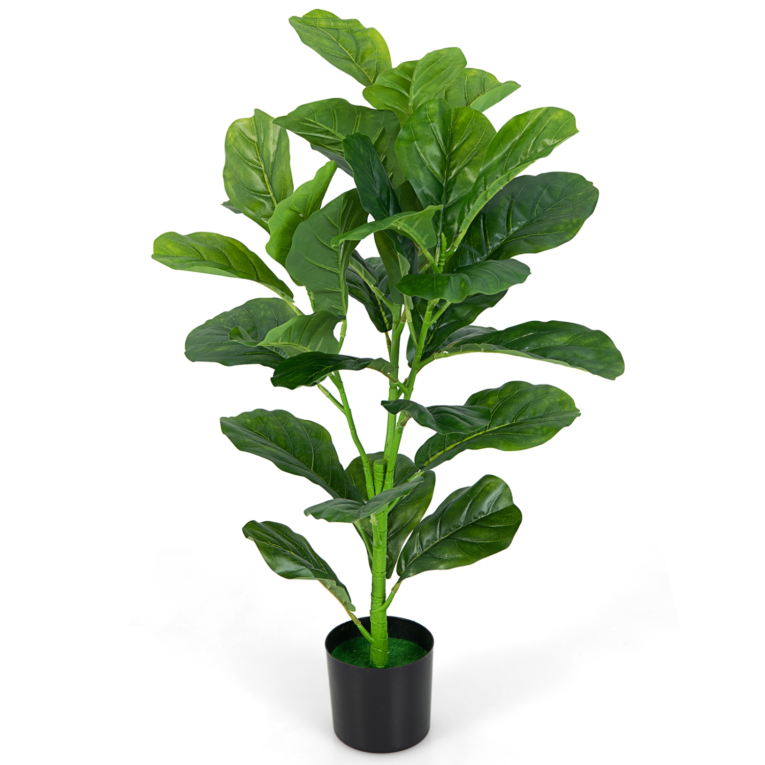 Topbuy 3 FT Artificial Tree Fake Fiddle Leaf Fig Plant in Pot with 32 Leaves Maintenance Free Faux Tree