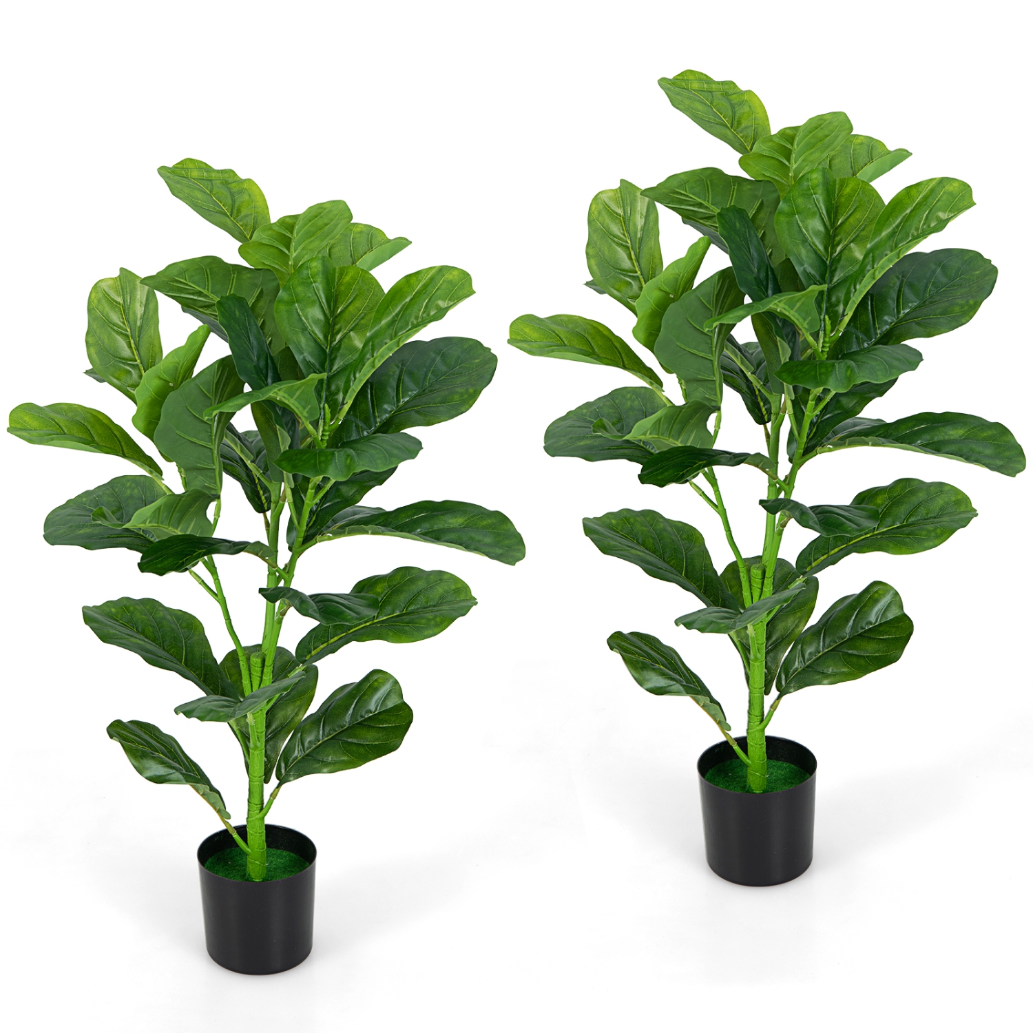 Topbuy 3 FT Artificial Tree Fake Fiddle Leaf Fig Plant in Pot with 32 Leaves Maintenance Free Faux Tree