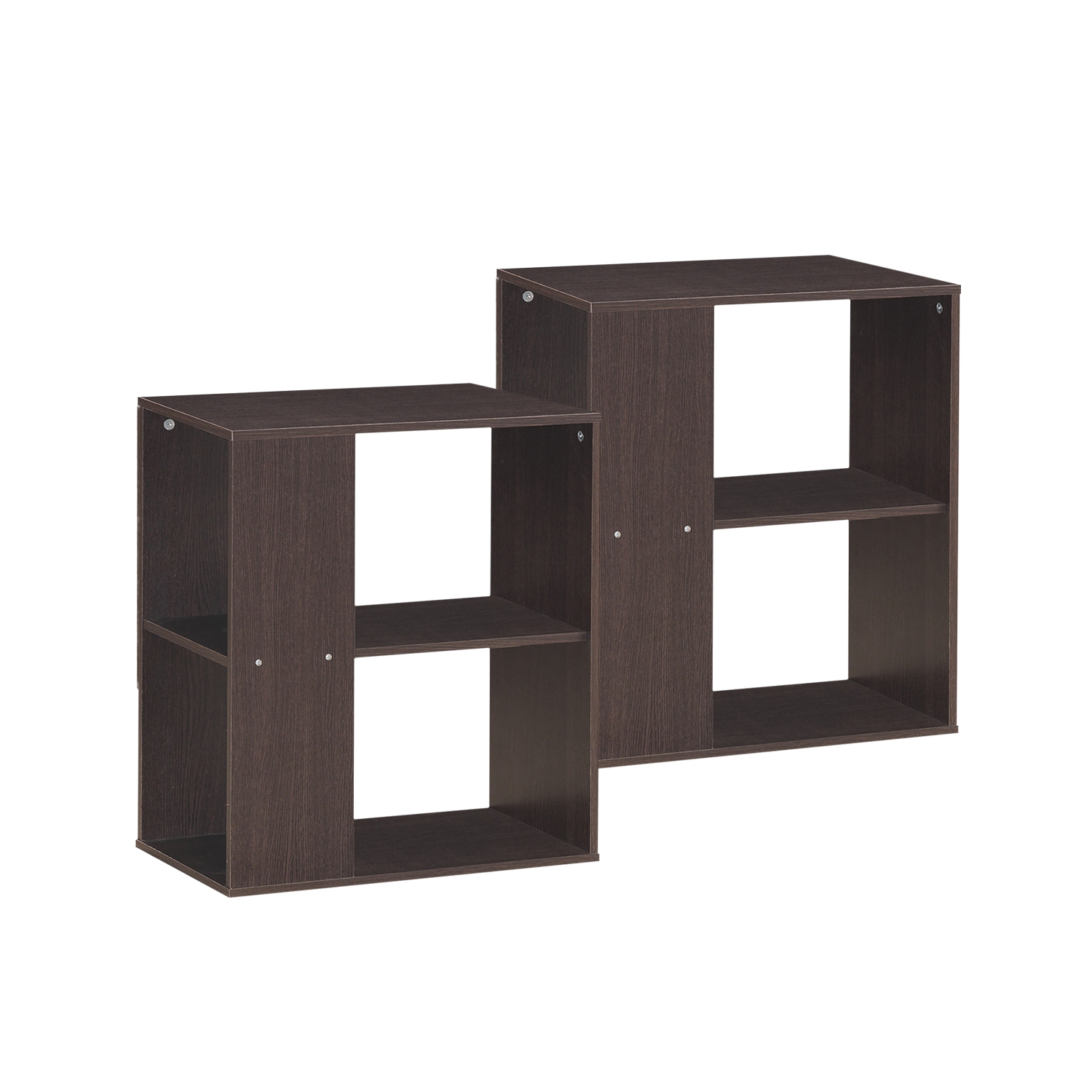Topbuy 2-Piece 2-Tier Sofa Side End Table Modern Nightstand with Open Storage Shelves