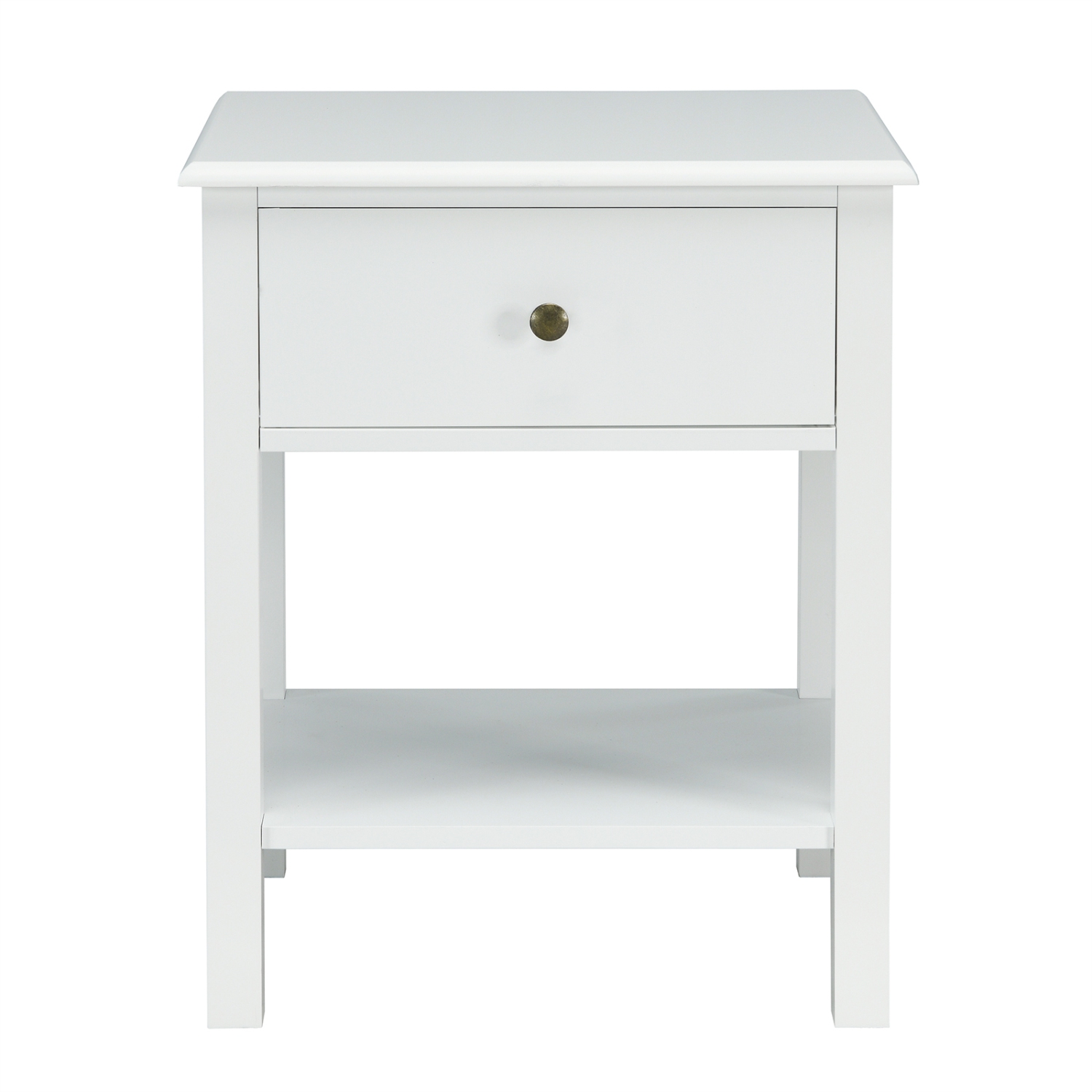 Topbuy 2PC End Table Nightstand w/Drawer & Shelf Bedroom Living Room Furniture Brown/Black/White