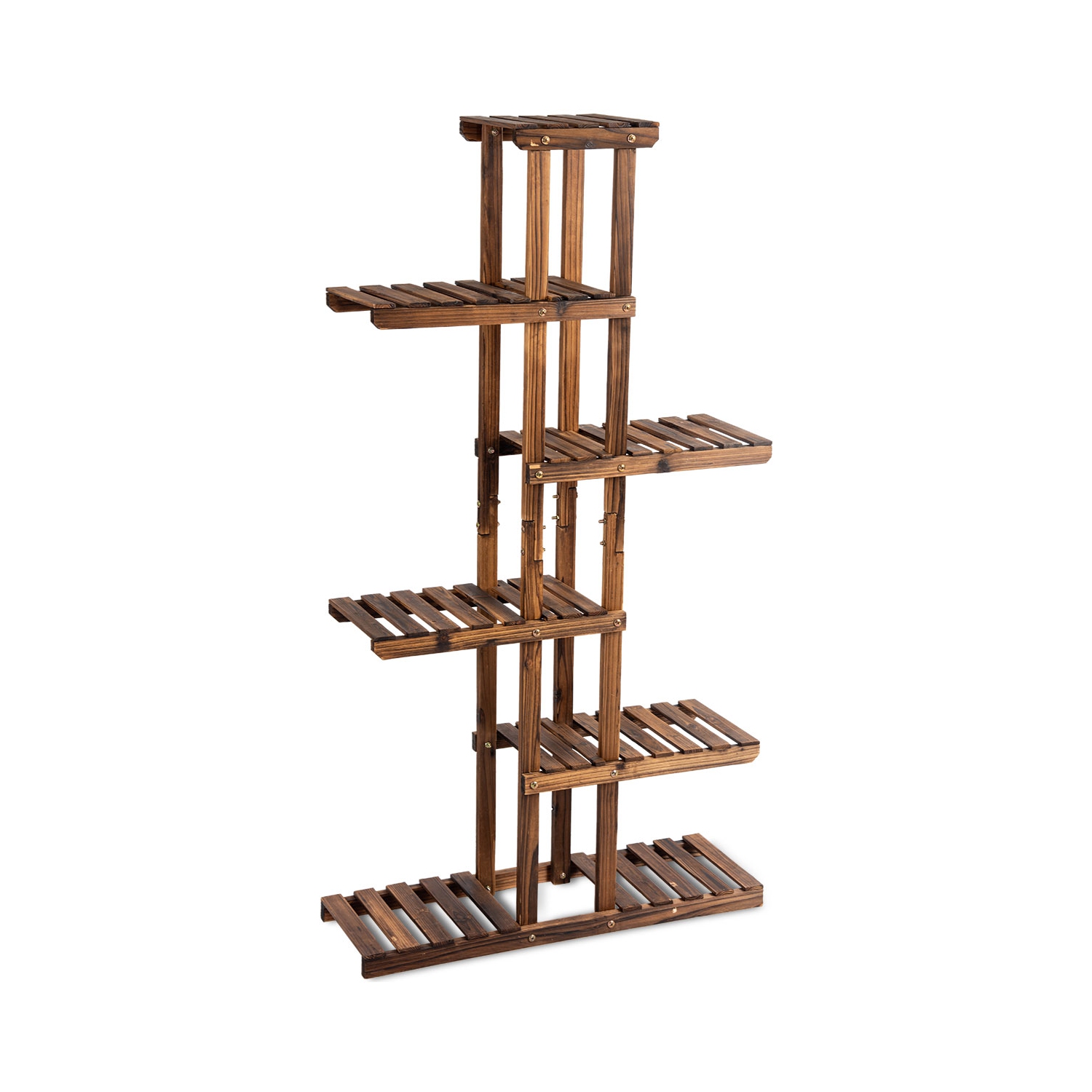 Topbuy 6 Tier Wooden Plant Flower Display Shelf Flower Pot Rack