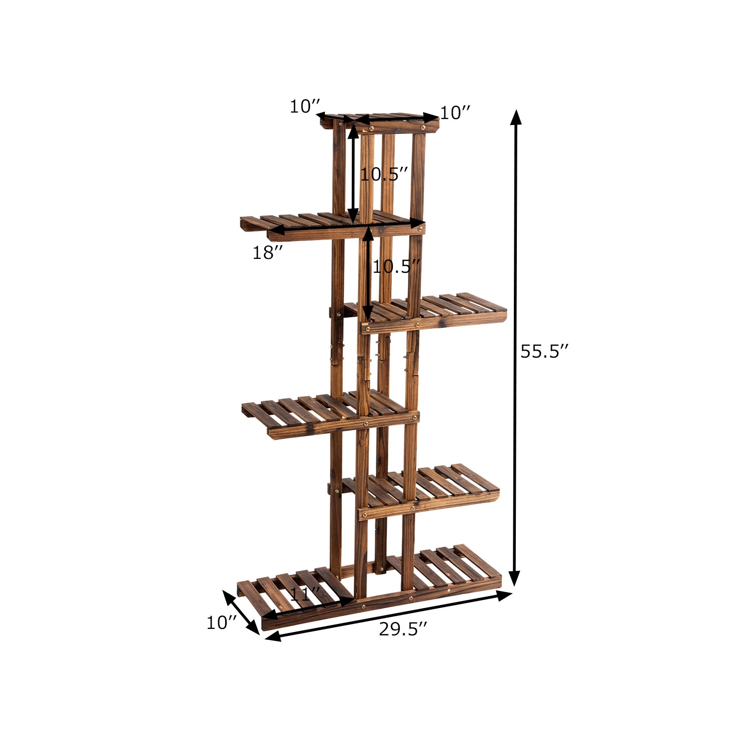 Topbuy 6 Tier Wooden Plant Flower Display Shelf Flower Pot Rack