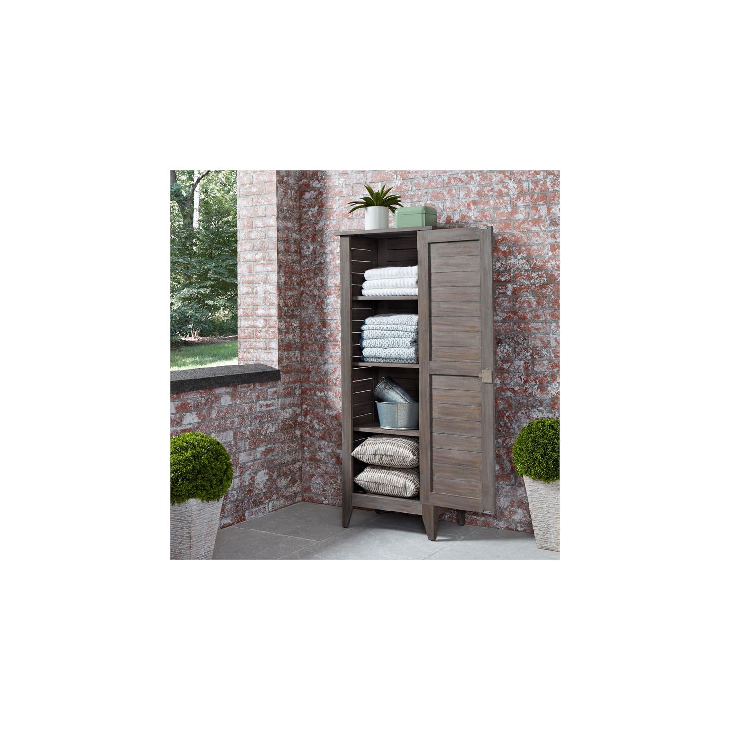 Homestyles Maho Wood Storage Cabinet in Gray