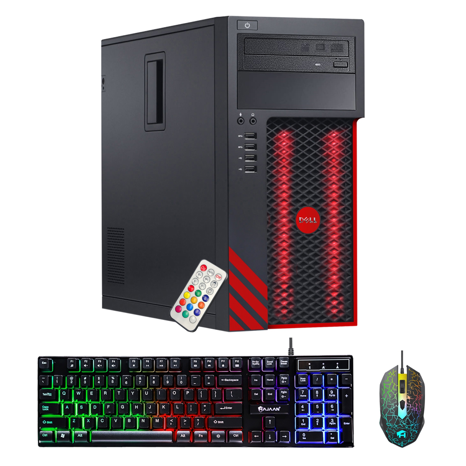 Refurbished (Good) - Custom Built LED Lights Gaming PC - Dell Precision Tower Computer Intel i7-7700 3.60 GHz NVIDIA GeForce GTX 1650 4GB 16GB DDR4 RAM 512GB SSD Win 10 WIFI, HDMI