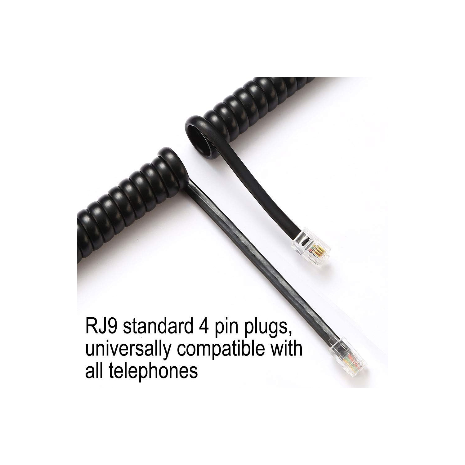 Cordon téléphonique, 2 pièces, cordon téléphonique, câble de combiné, câble de combiné téléphonique Landline, câble RJ9 4P4C 3 m/10 pi