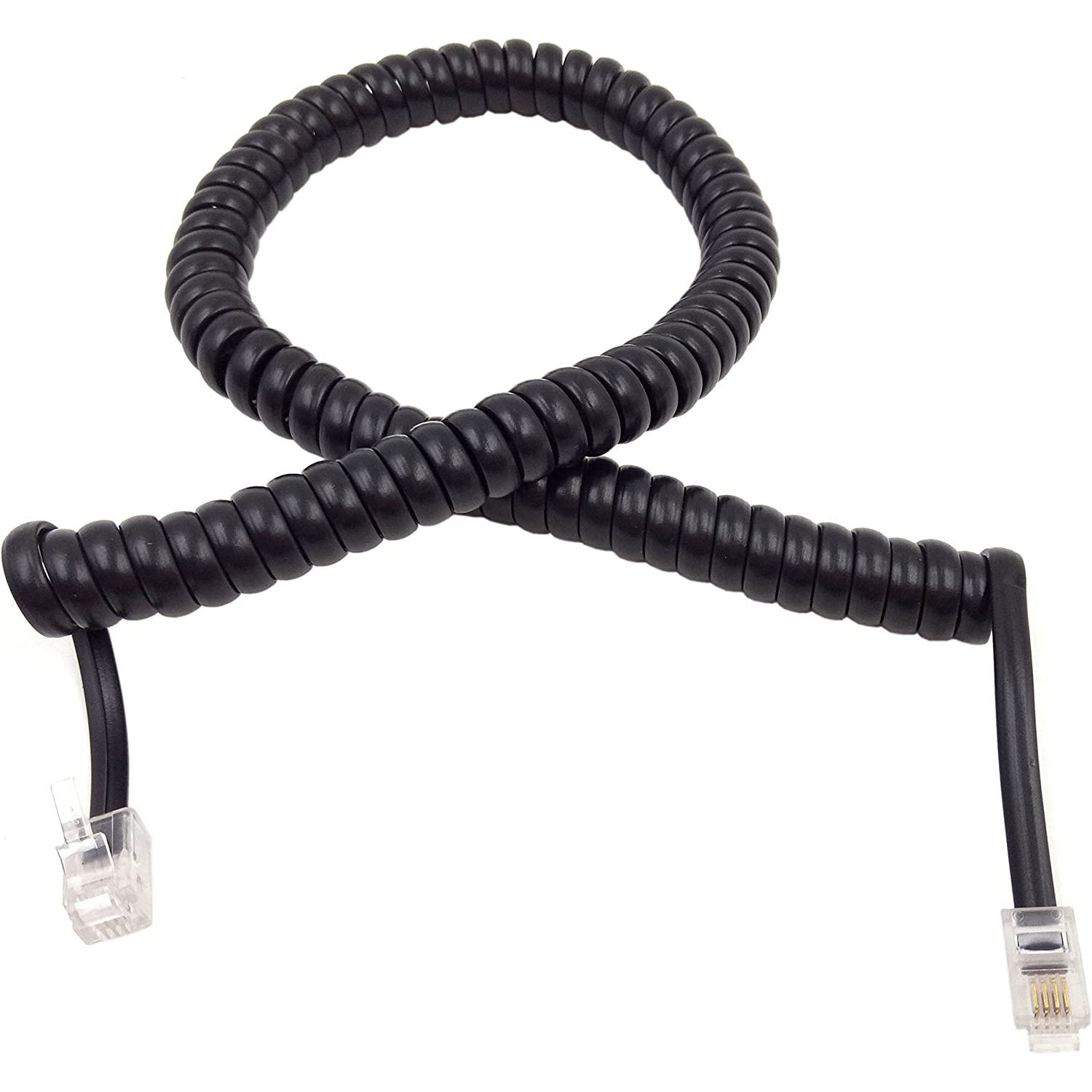 (Paquet de 2) Câble spiralé noir pour combiné téléphonique, longueur en spirale de 2 à 8 pi, non extensible