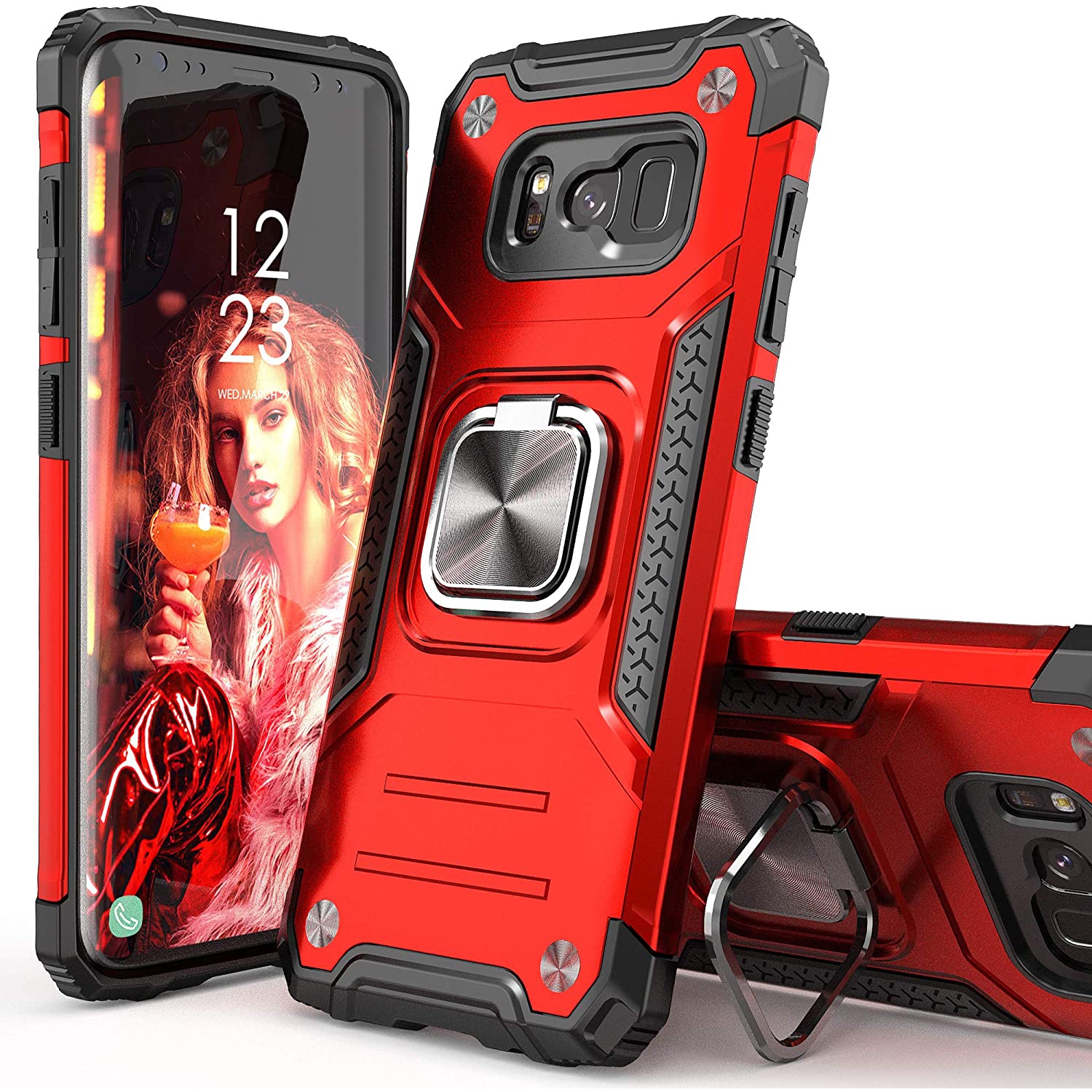 Galaxy S8 Case, Hybrid Drop Test Cover with Car Mount Kickstand Slim Fit Protective Phone Case for Samsung