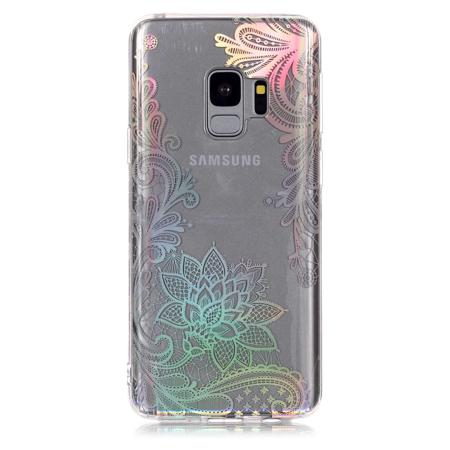Pour étui de téléphone et protecteur d’écran en silicone transparent pour Galaxy S9 de Samsung, design à placage créatif avec fini brillant