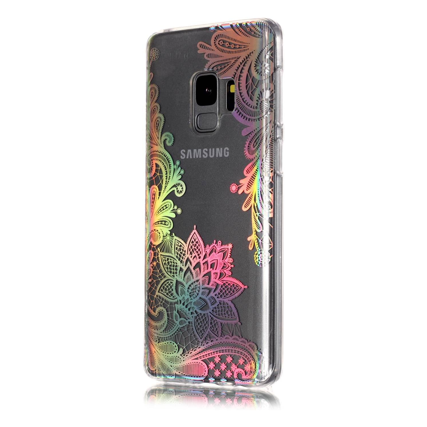 Pour étui de téléphone et protecteur d’écran en silicone transparent pour Galaxy S9 de Samsung, design à placage créatif avec fini brillant
