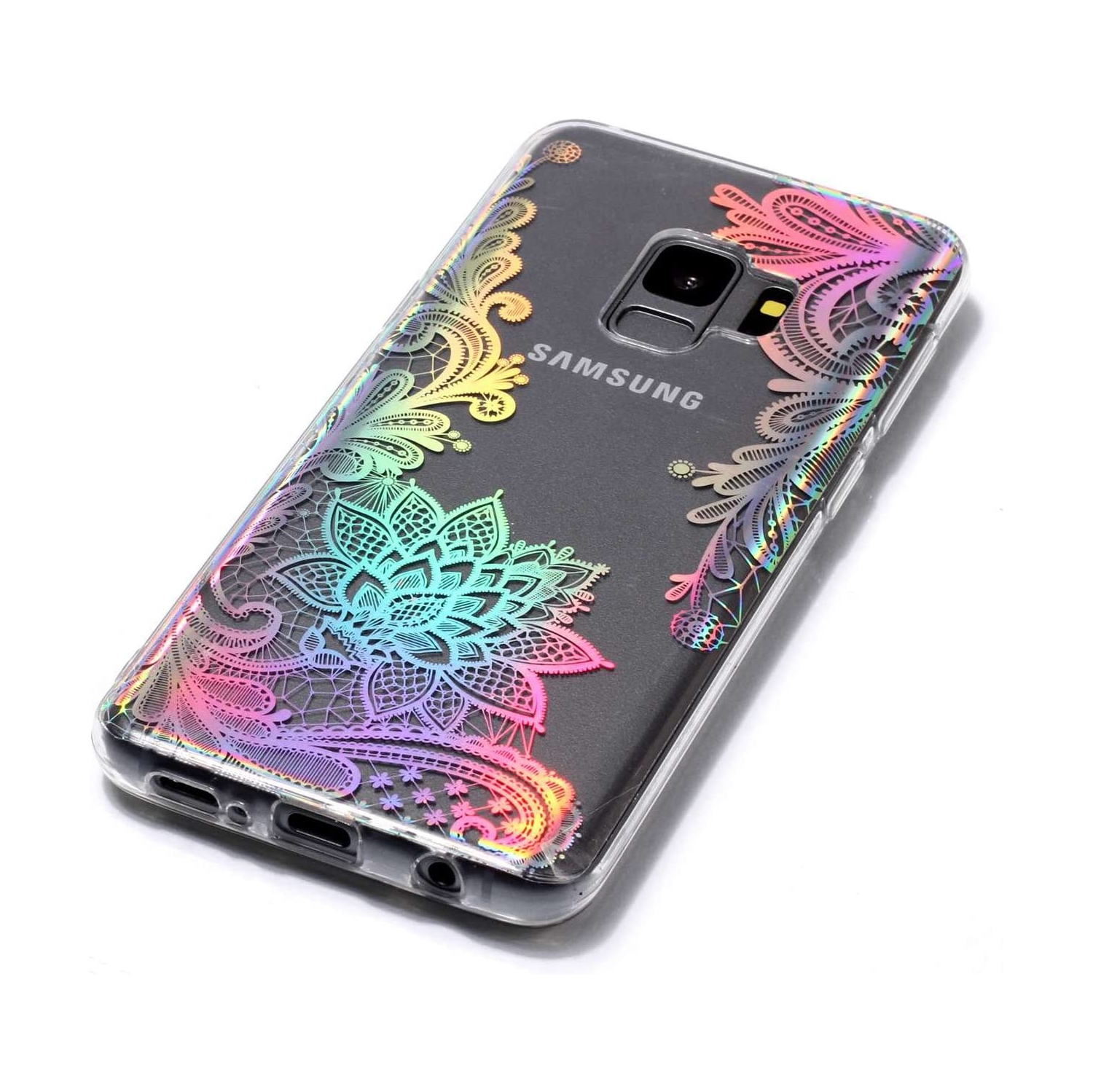 Pour étui de téléphone et protecteur d’écran en silicone transparent pour Galaxy S9 de Samsung, design à placage créatif avec fini brillant
