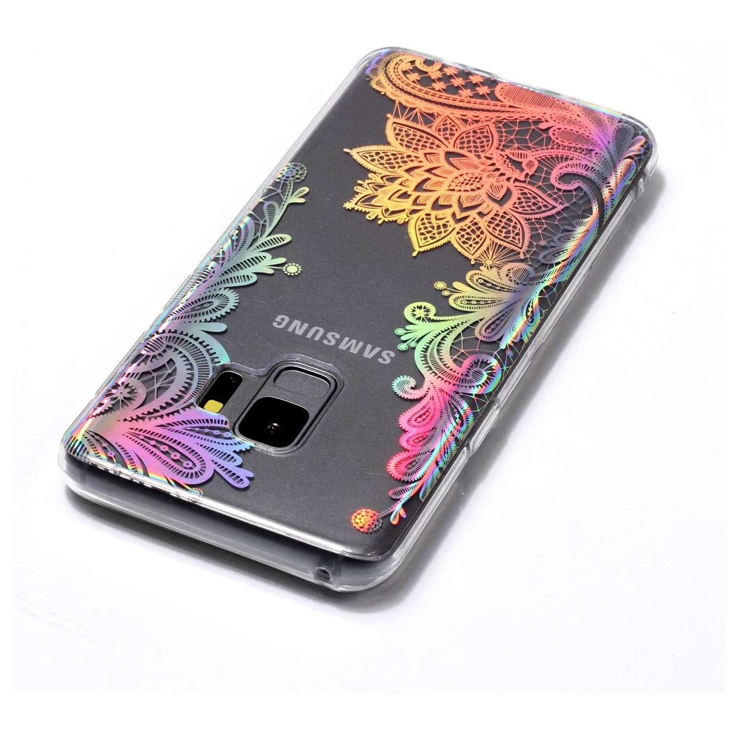Pour étui de téléphone et protecteur d’écran en silicone transparent pour Galaxy S9 de Samsung, design à placage créatif avec fini brillant