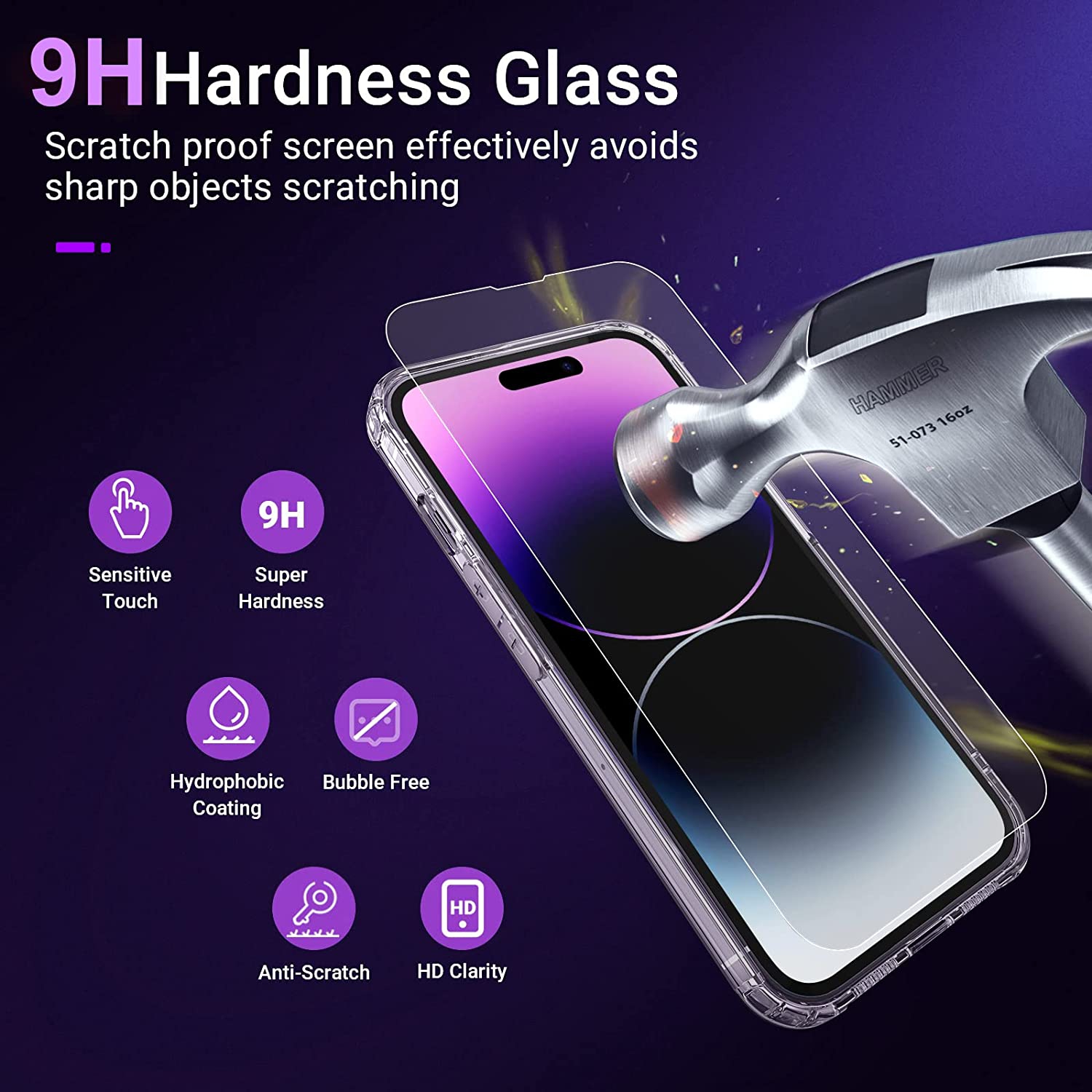 [5 in 1 Designed for iPhone 14 Pro Clear Case with Screen Protector[2 Pack] + Camera Lens Protector[2 Pack],