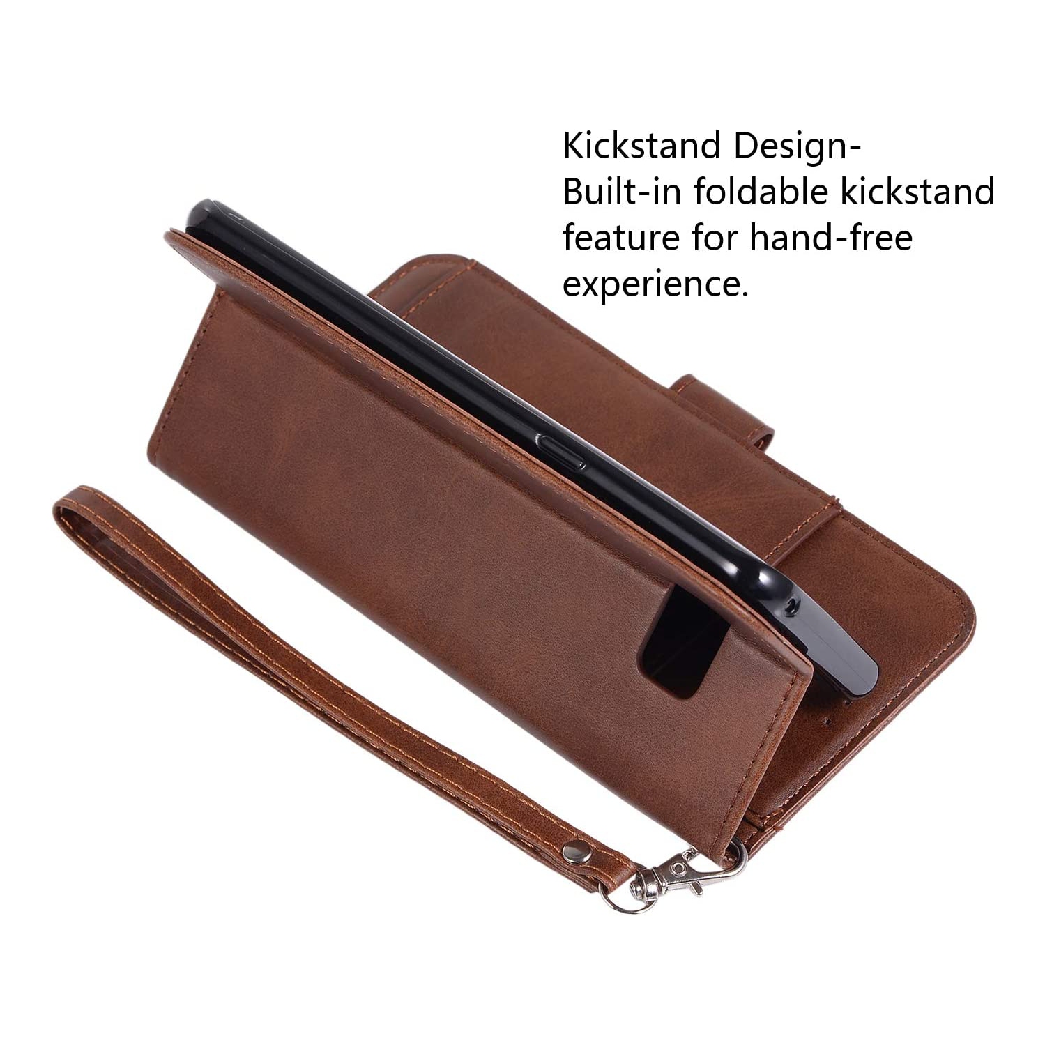 Étui portefeuille pour Galaxy S8 plus de Samsung, 5 fentes pour cartes fermeture magnétique poche à fermeture à glissière sac à main cuir pu rabat