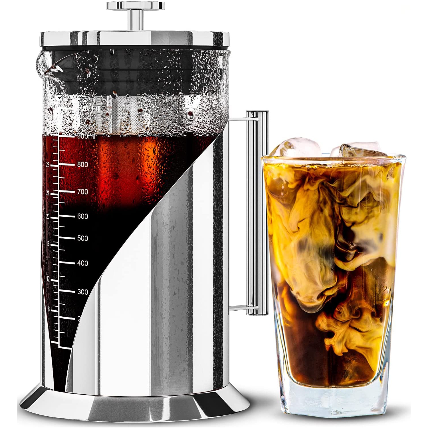 Cold Brew Coffee Maker - 34 Ounces - Air Tight Seal with Faster Steep Time - Ice Tea and Coffee Server