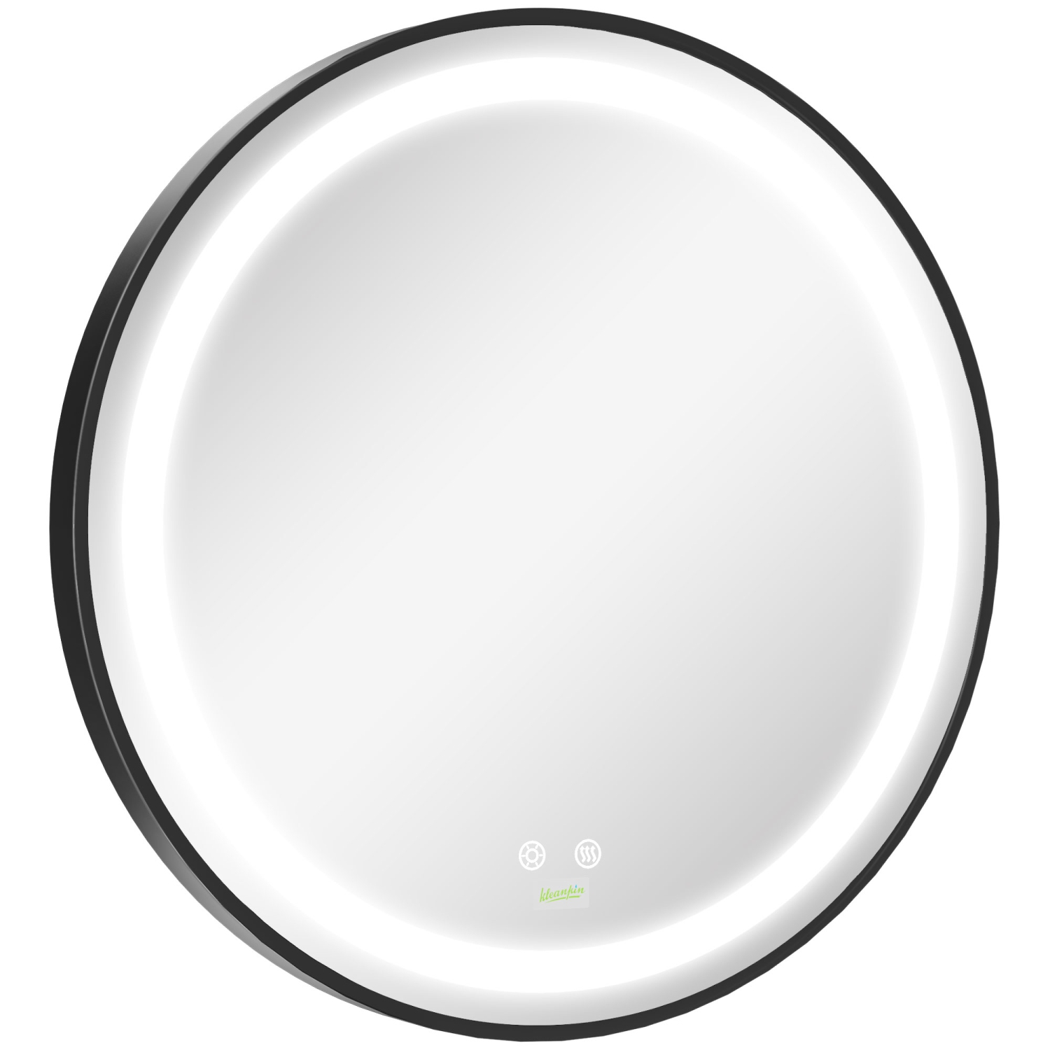 kleankin 24-Inch Round LED Bathroom Mirror, Dimmable Lighted Anti Fog Wall-Mounted Mirror with 3 Temperature Colors, Memory Function, Plug-in, Black