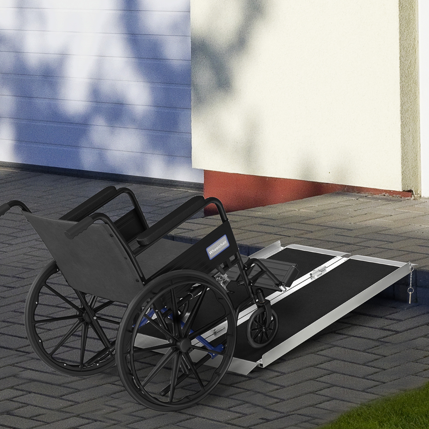 HOMCOM Rampe de fauteuil roulant portable de 4' avec seuil de mobilité en aluminium pour scooter avec poignée de transport