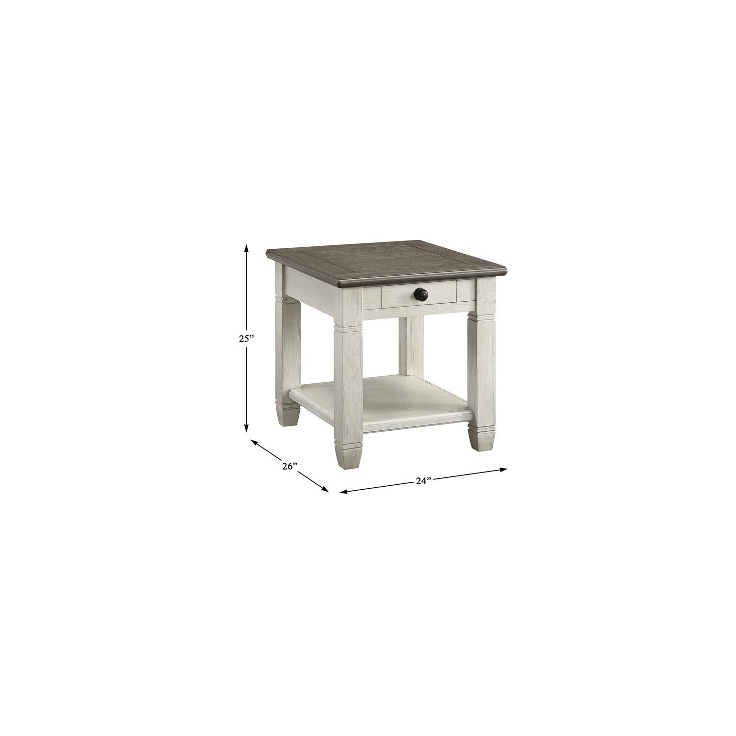 Lexicon Granby Wood 1 Drawer End Table in Antique White