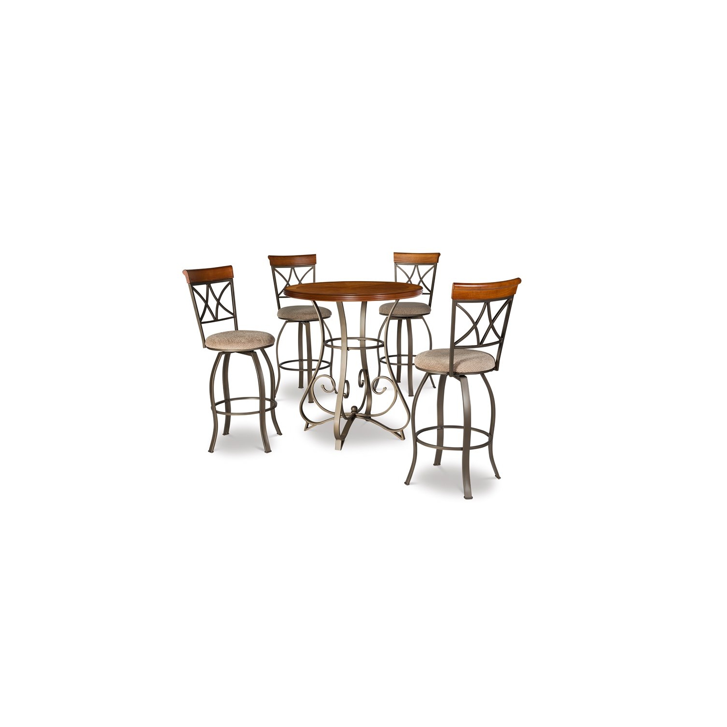 Linon Hamilton Five Piece Wood and Metal Swivel Pub Set in Cherry