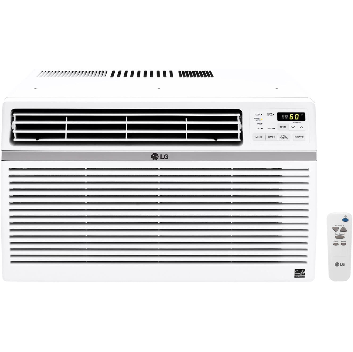 LG 8,000 BTU Window Air Conditioner, Cools 350 Sq.Ft. (14' x 25' Room Size), Quiet Operation, w/ Remote, 3 Cooling & Fan Speeds, Energy Star, Auto Restart, 115V, White (LW8016ER)