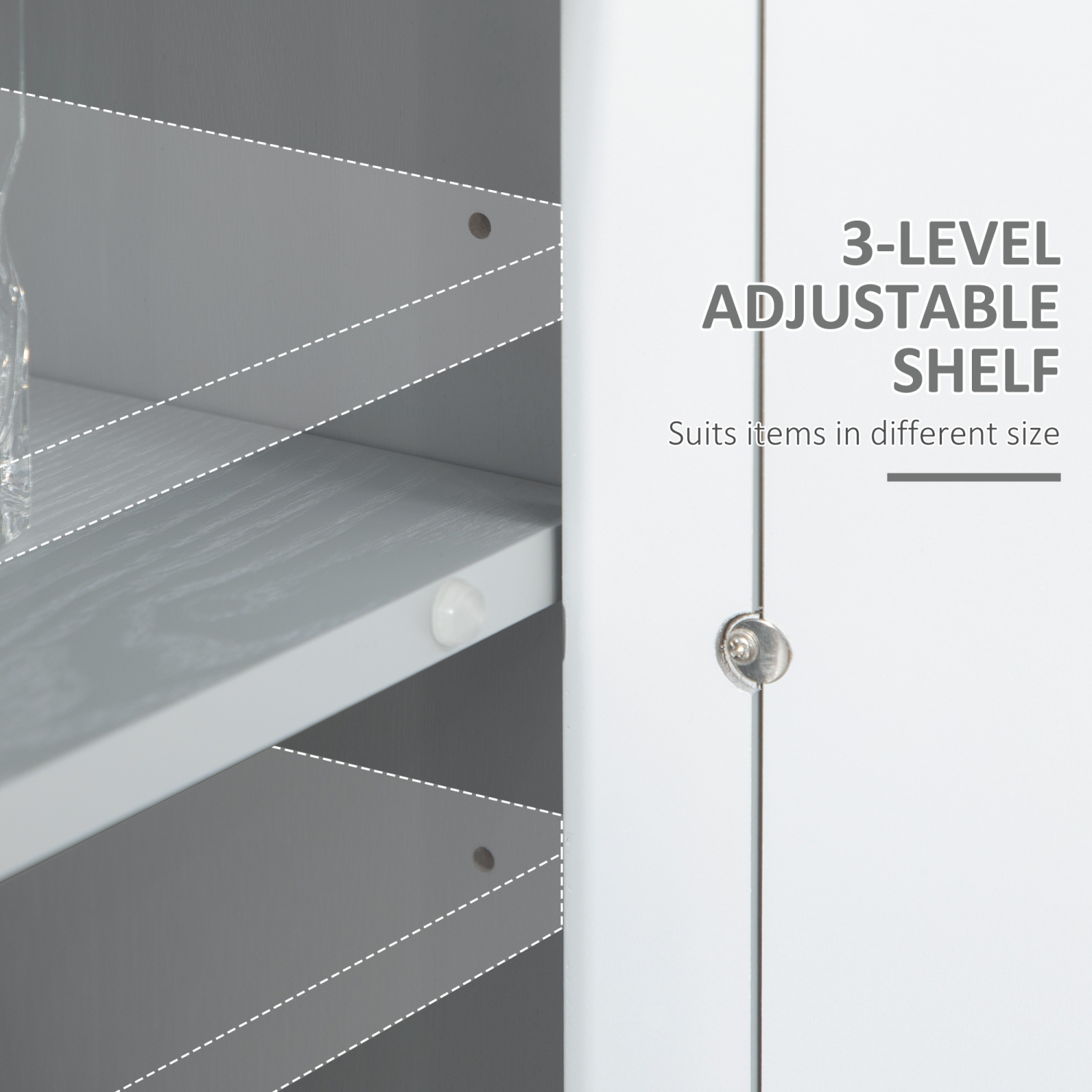 HOMCOM – Buffet avec miroir, armoire de rangement de cuisine de 47&nbsp;po avec 3 portes et tablette réglable pour salon, couloir, gris