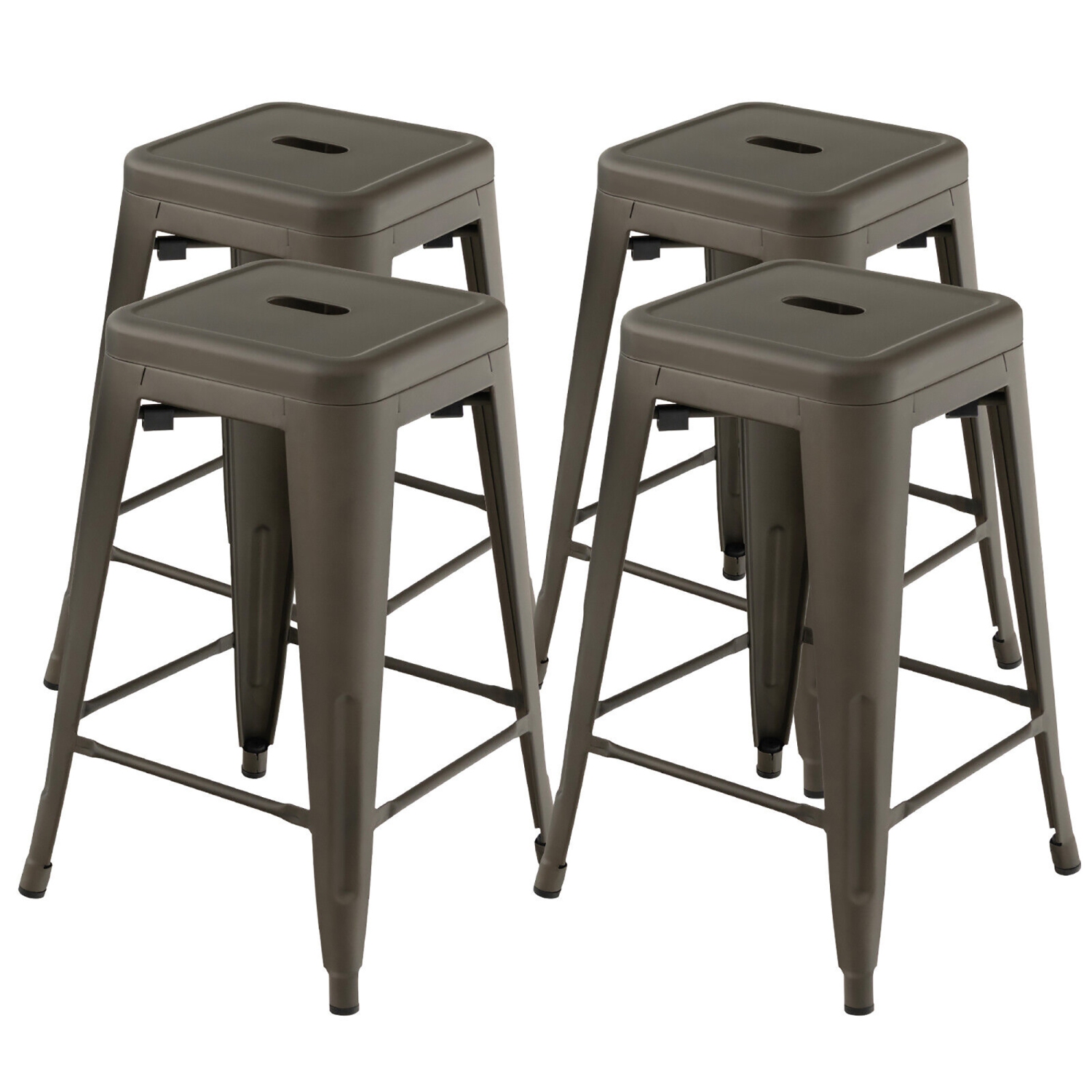 Gymax 24'' Set of 4 Tolix Style Barstool Counter Height Metal Bar Stool Stackable Chair