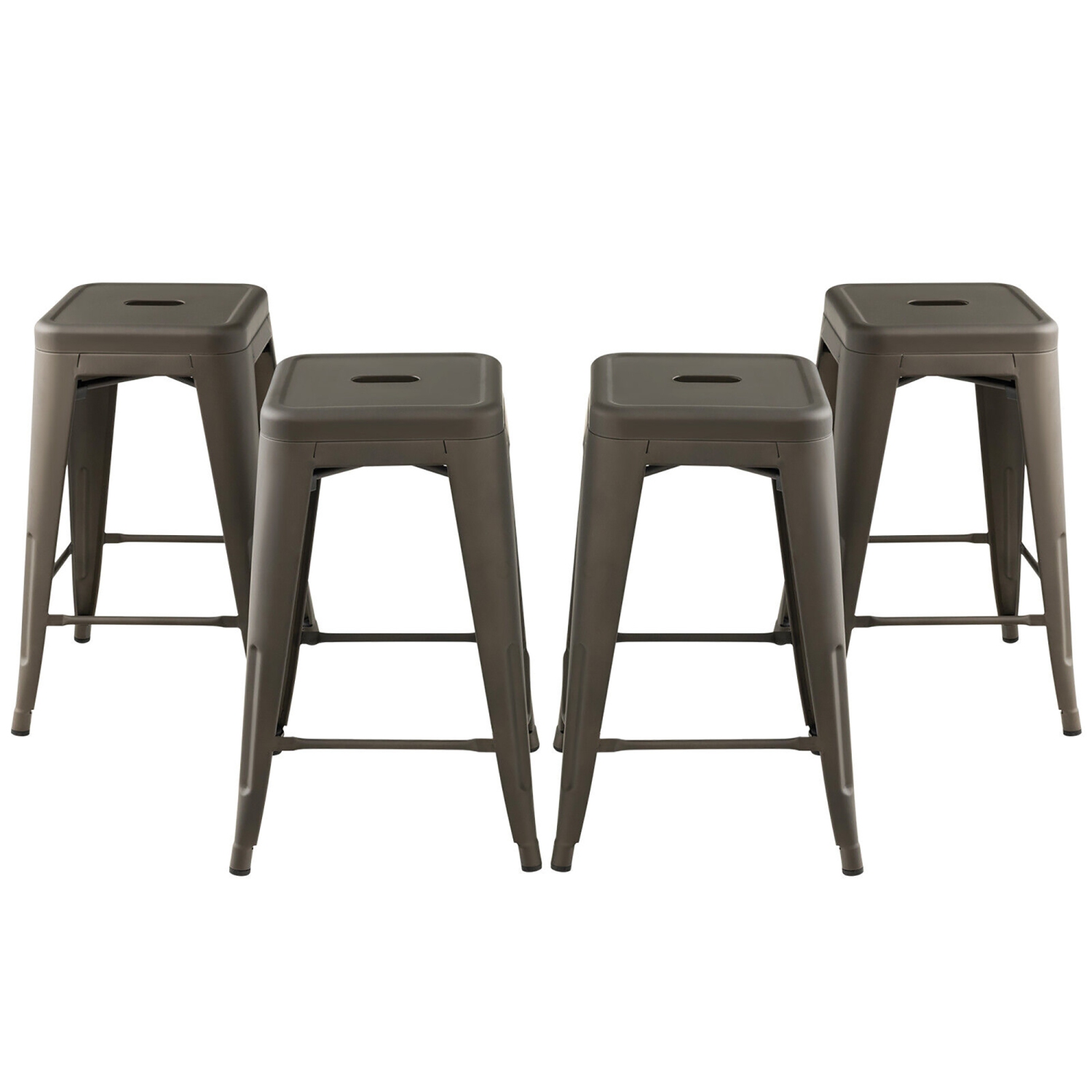 Gymax 24'' Set of 4 Tolix Style Barstool Counter Height Metal Bar Stool Stackable Chair