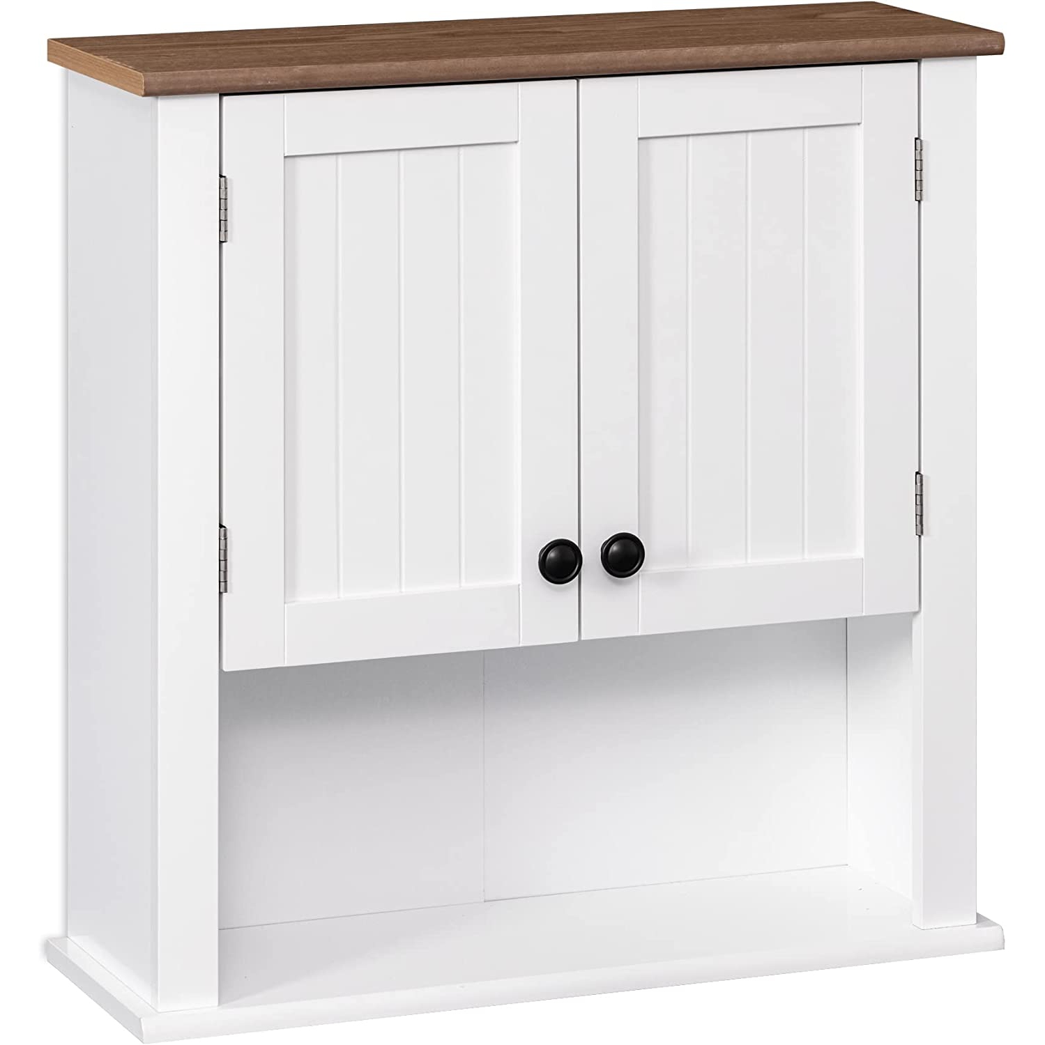 Armoire murale pour salle de bain WAMPAT avec portes, armoire à pharmacie suspendue avec tablette de rangement réglable pour l’entrée et les