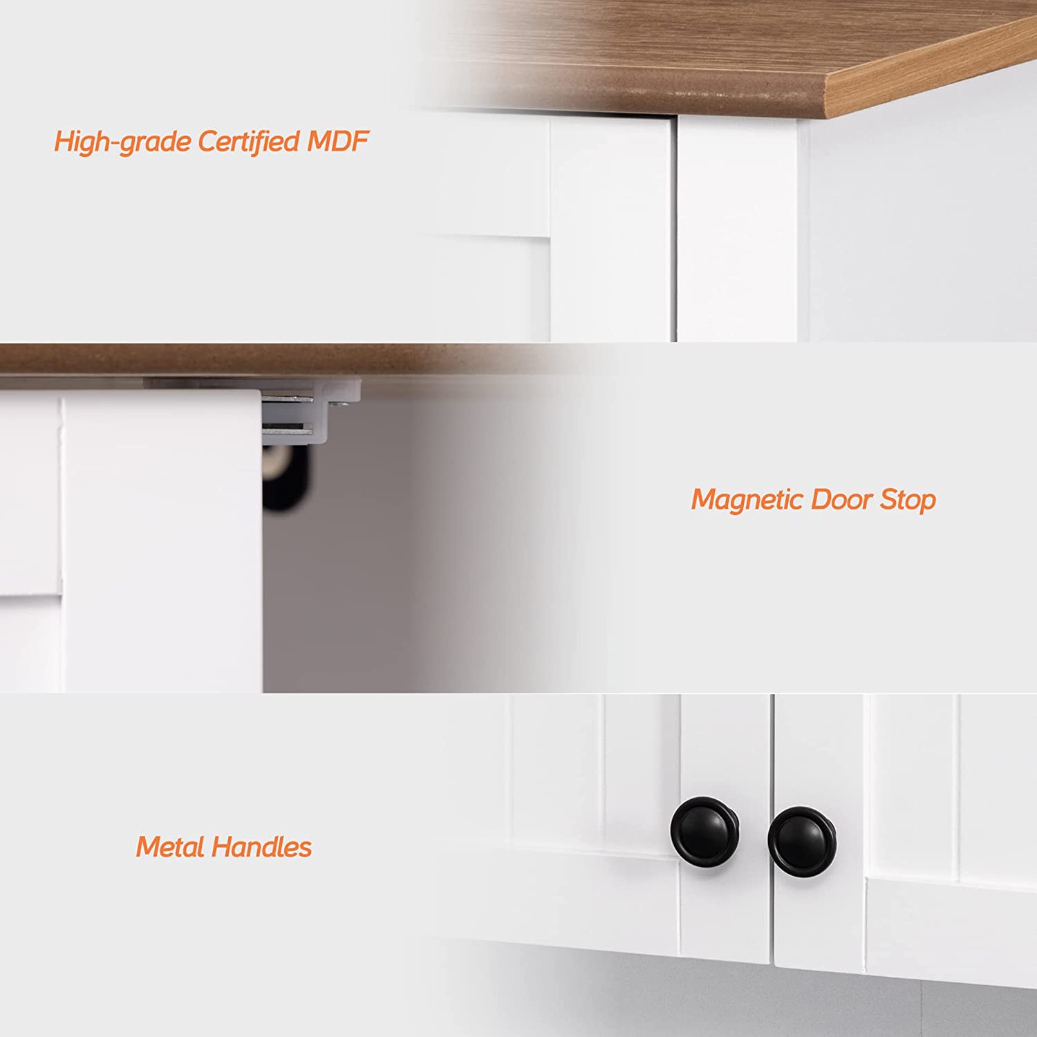 Armoire murale pour salle de bain WAMPAT avec portes, armoire à pharmacie suspendue avec tablette de rangement réglable pour l’entrée et les