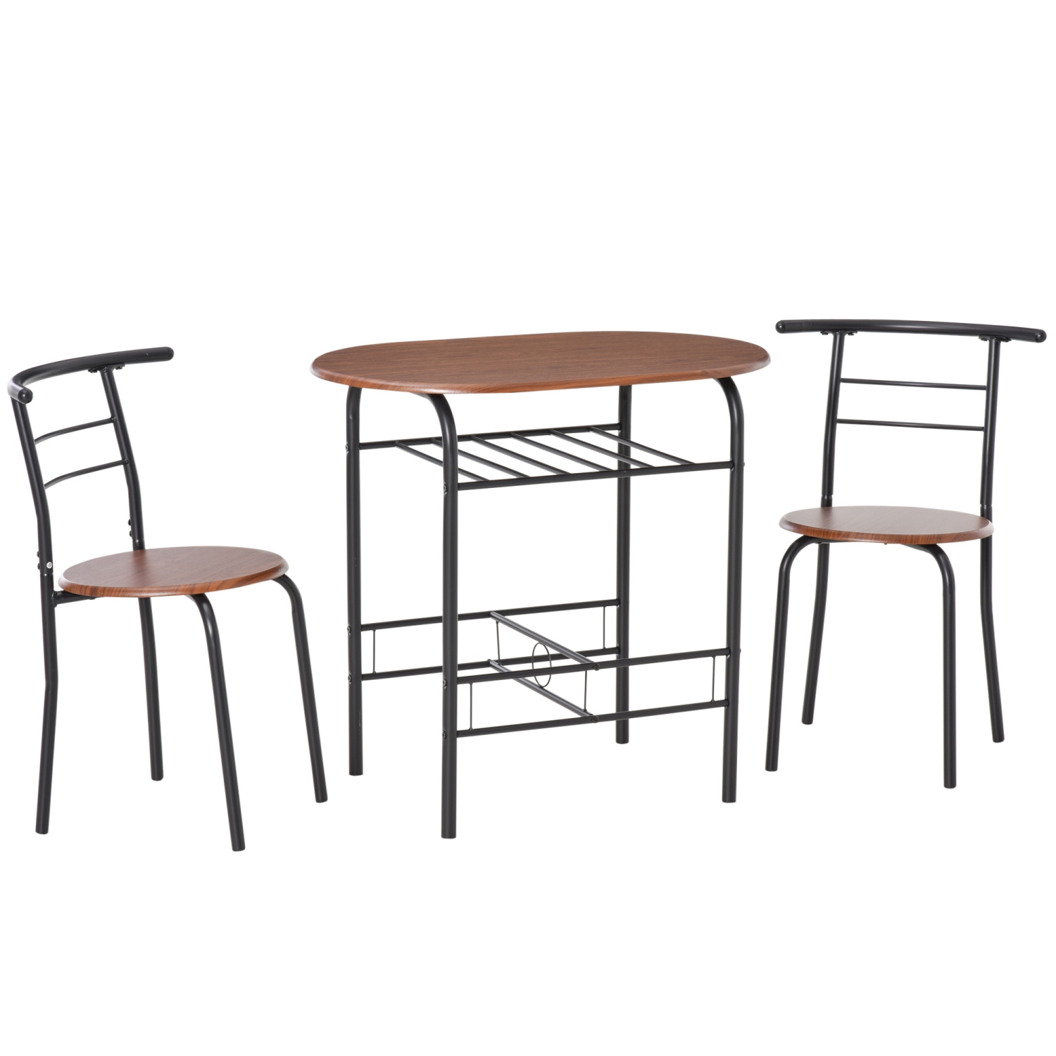 HOMCOM 3-Piece Dining Table Set, 31.5" Kitchen Table and Chairs Set for 2 with Storage Shelf, for Small Space, Dining Room, Living Room, Apartment,
