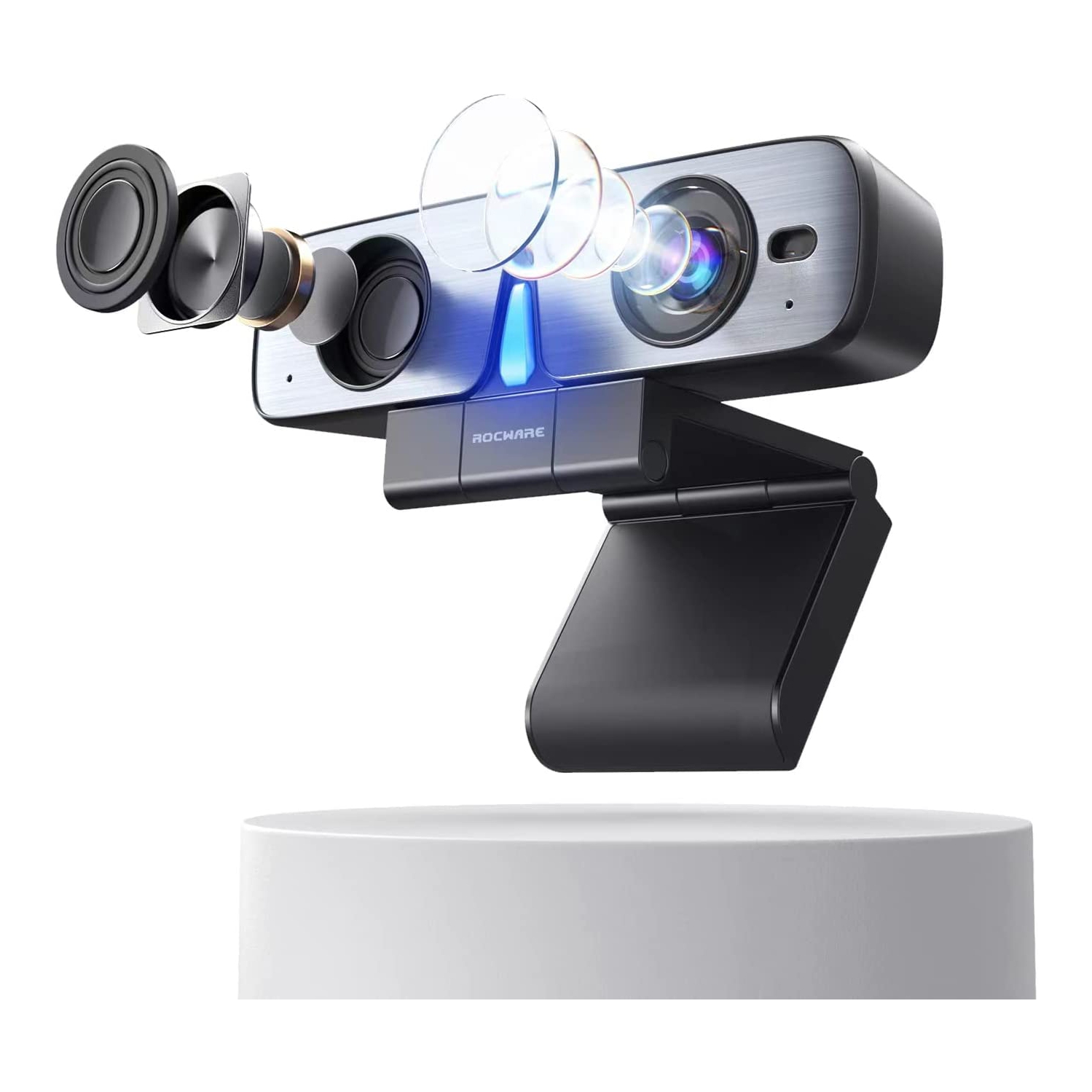 ROCWARE RC08 Webcam, 2K HD Webcam with Microphone & Speaker