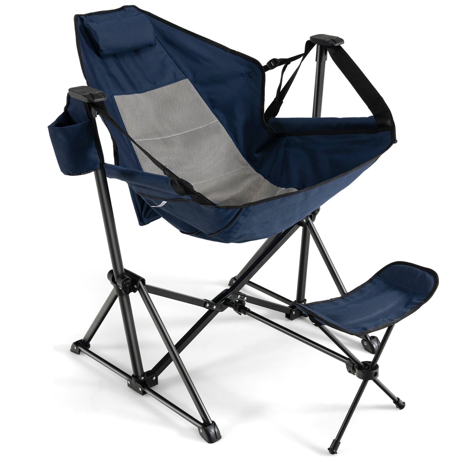 Gymax 2PCS Hammock Camping Chair w/ Retractable Footrest & Carrying Bag for Camping