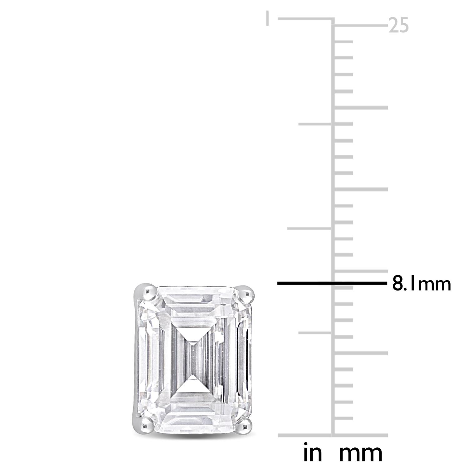 Emerald Cut Created Moissanite Stud Earrings in Sterling Silver
