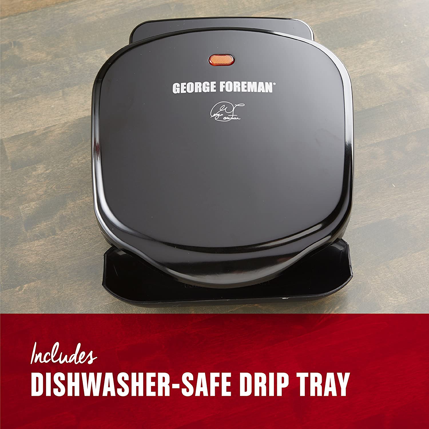 George Foreman 2-Serving CLASSIC Plate Electric Indoor Grill and Panini Press, Black