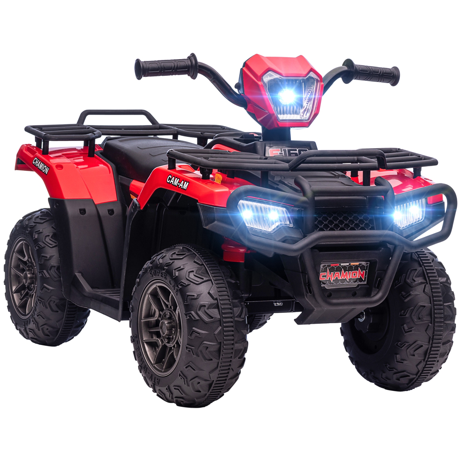 Aosom 12V Kids ATV Quad, 4 Wheeler Battery Powered Electric Vehicle with Music MP3, Headlights, High Low Speed, Treaded Tires, for Boys and Girls