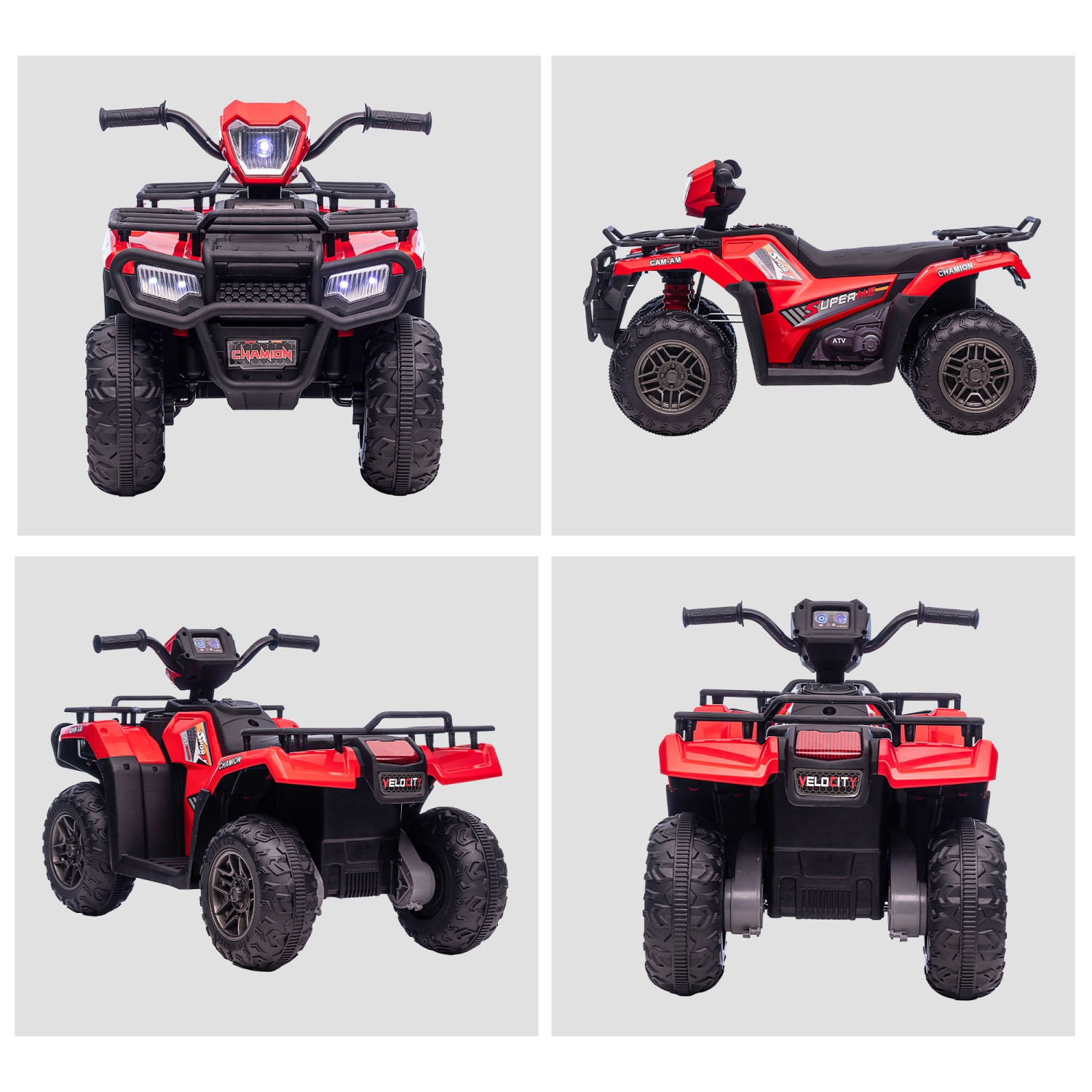 Aosom 12V Kids ATV Quad, 4 Wheeler Battery Powered Electric Vehicle with Music MP3, Headlights, High Low Speed, Treaded Tires, for Boys and Girls