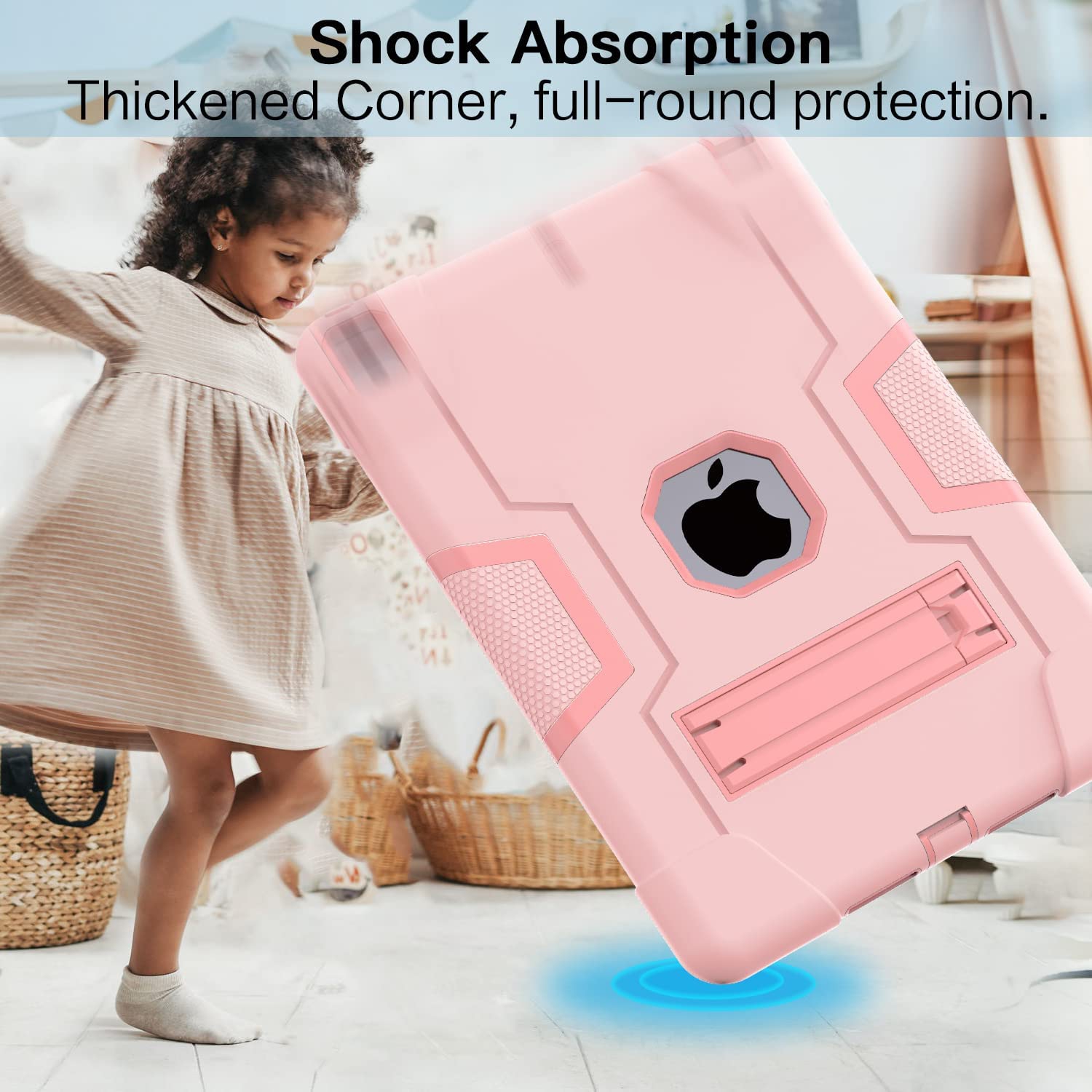 Étui iPad pour Air 5, étui iPad Air 4, étui antichoc Apple iPad Air 5e/4e génération, béquille protectrice complète 3-en-1 iPad 10.9 po 2022/2020