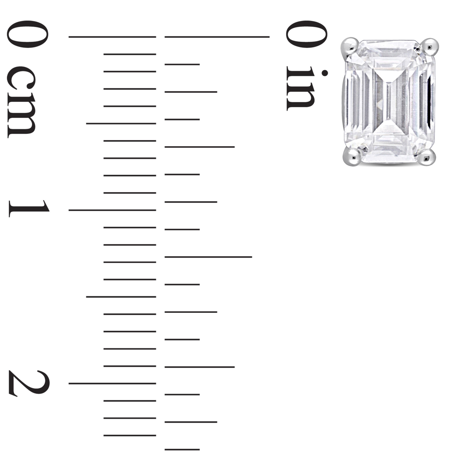 Amour Emerald Cut Created Moissanite Stud Earrings Silver