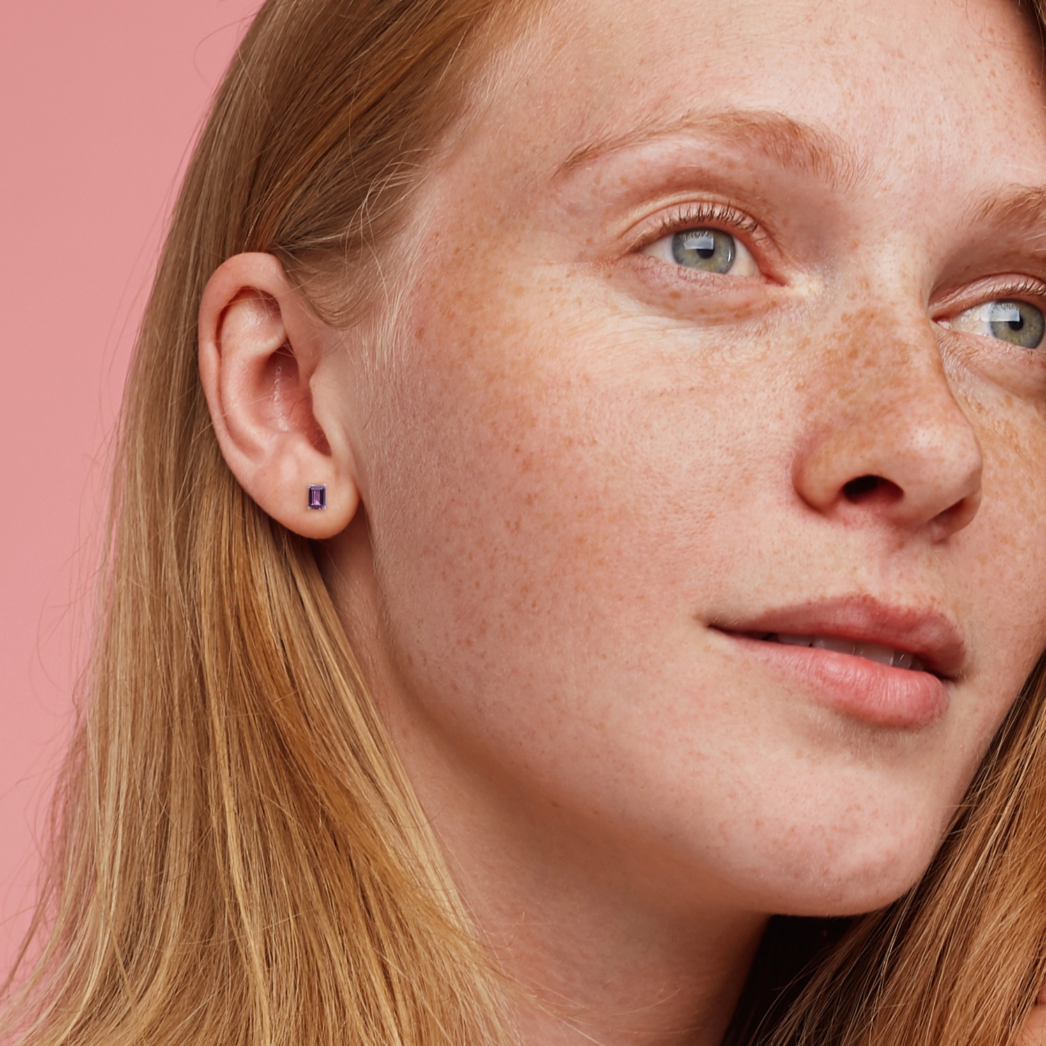 AMOUR Boucles d'oreilles en alexandrite simulée octogonale en argent sterling