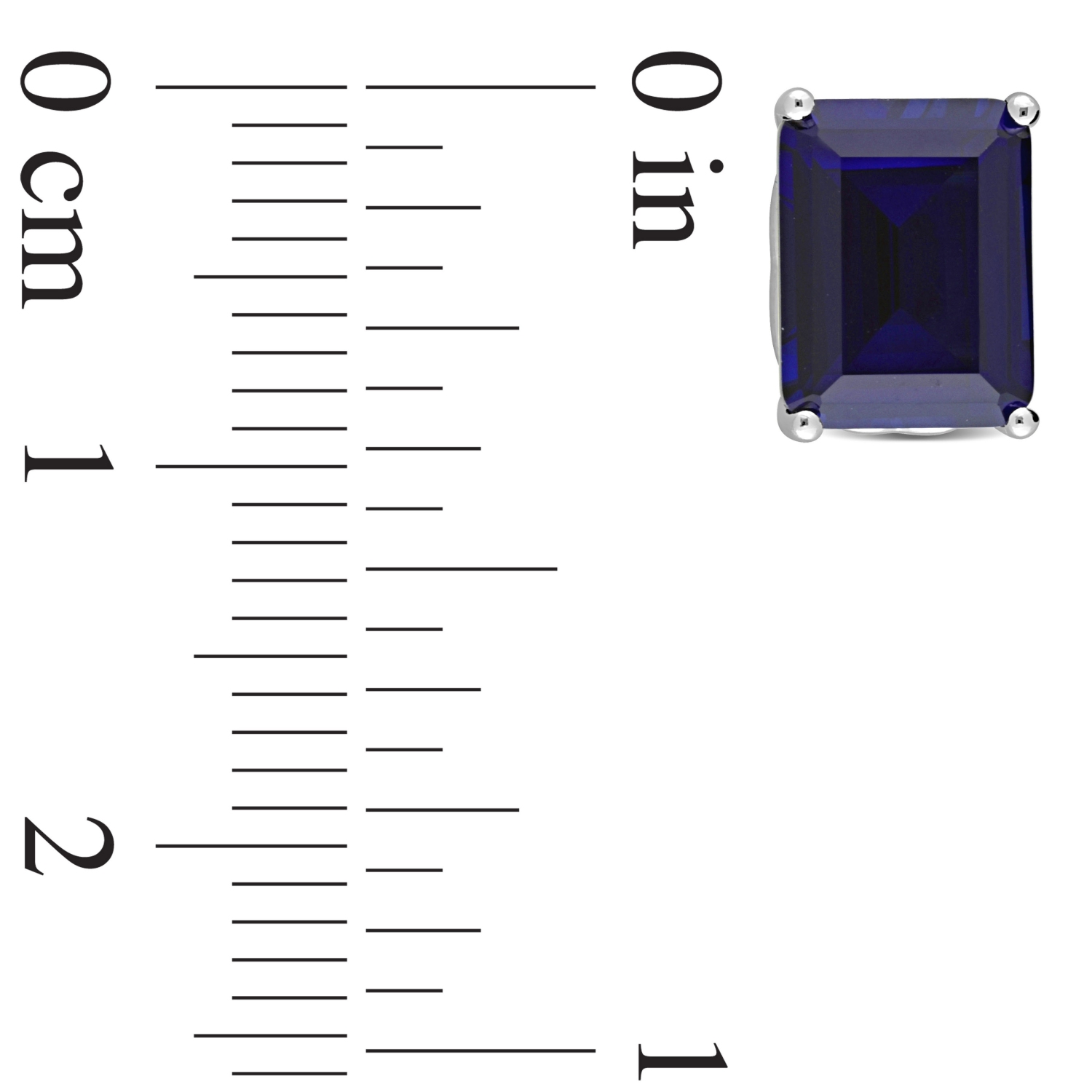 Amour Octagon Created Blue Sapphire Stud Earrings Silver