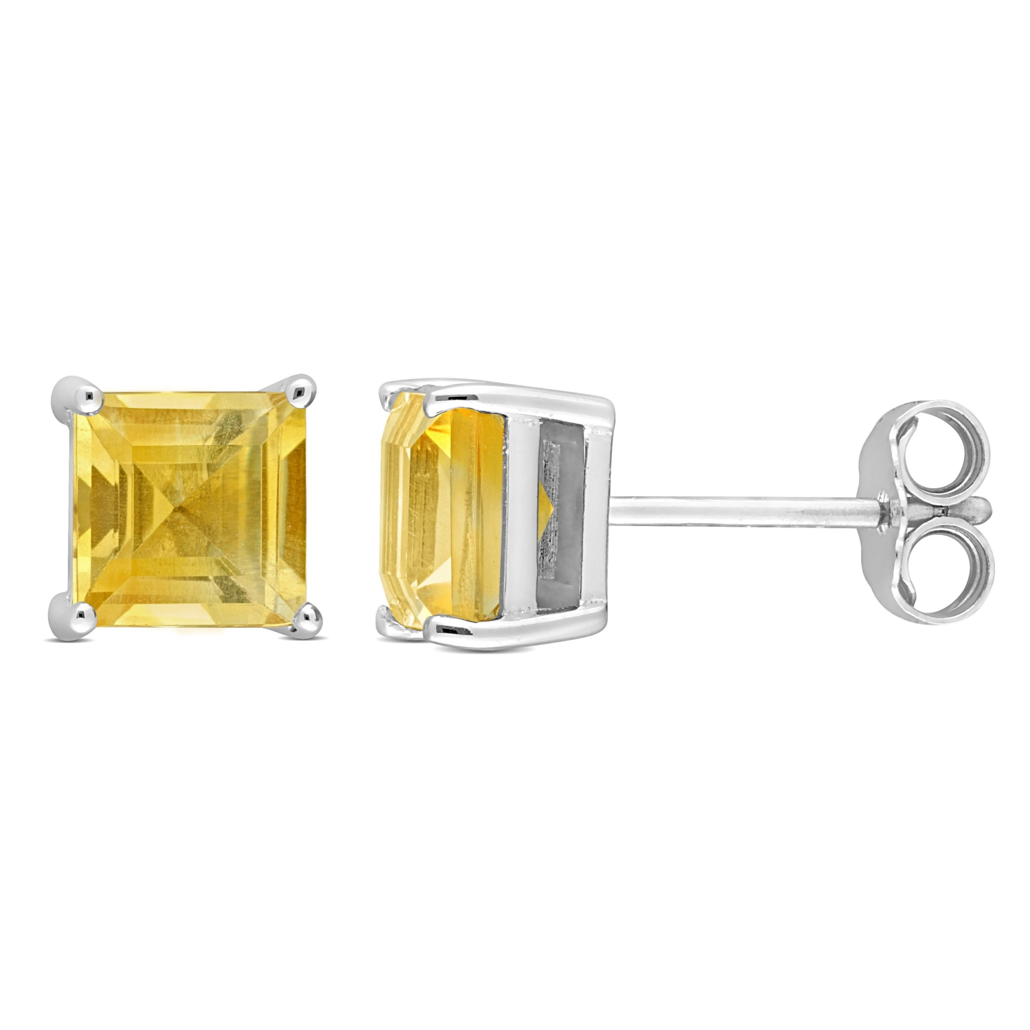 AMOUR Boucles d'oreilles en argent sterling avec citrine taille princesse